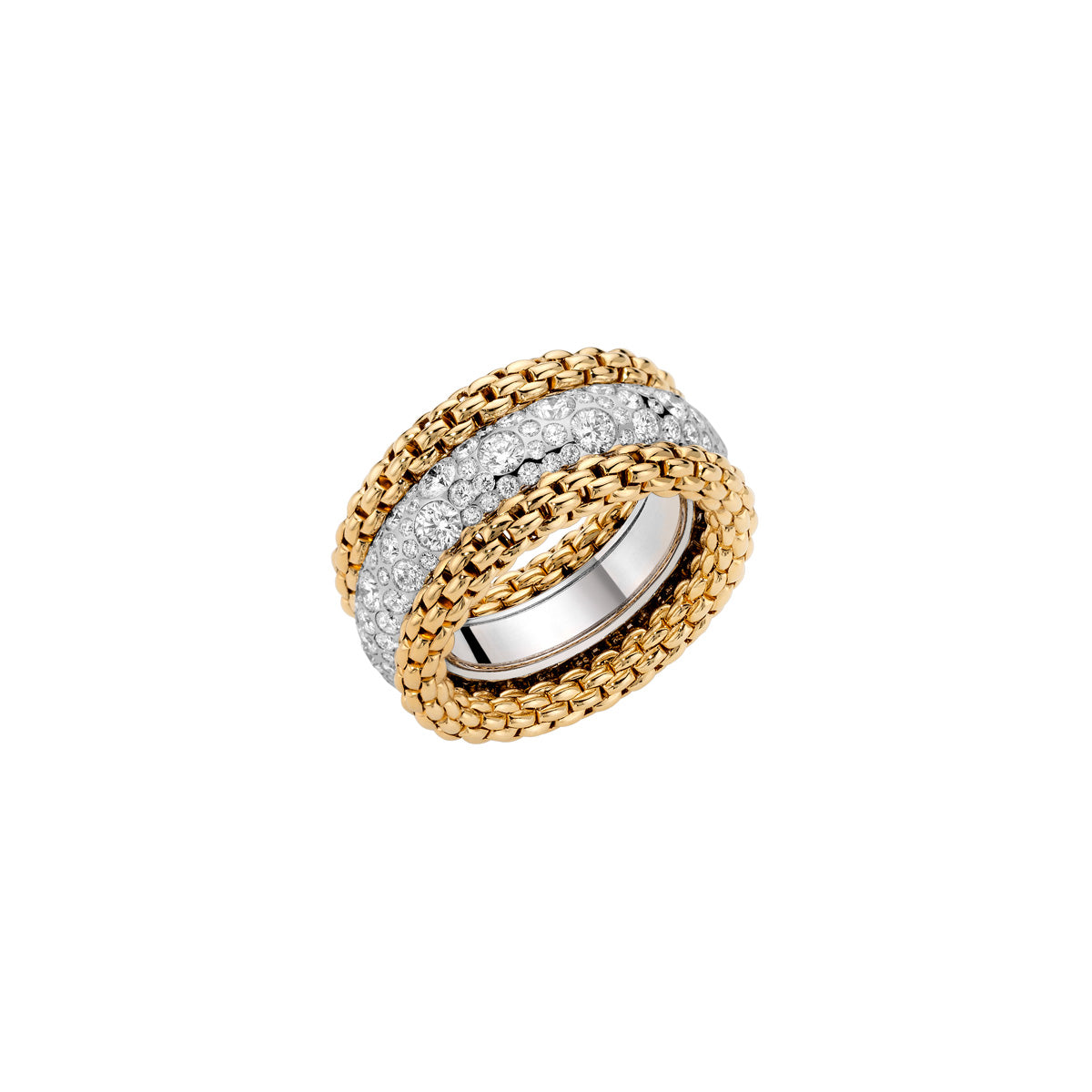 FOPE BUBBLE 18K Gold Flex'it Ring with White Diamond Pavé - Jackson Hole Jewelry Company