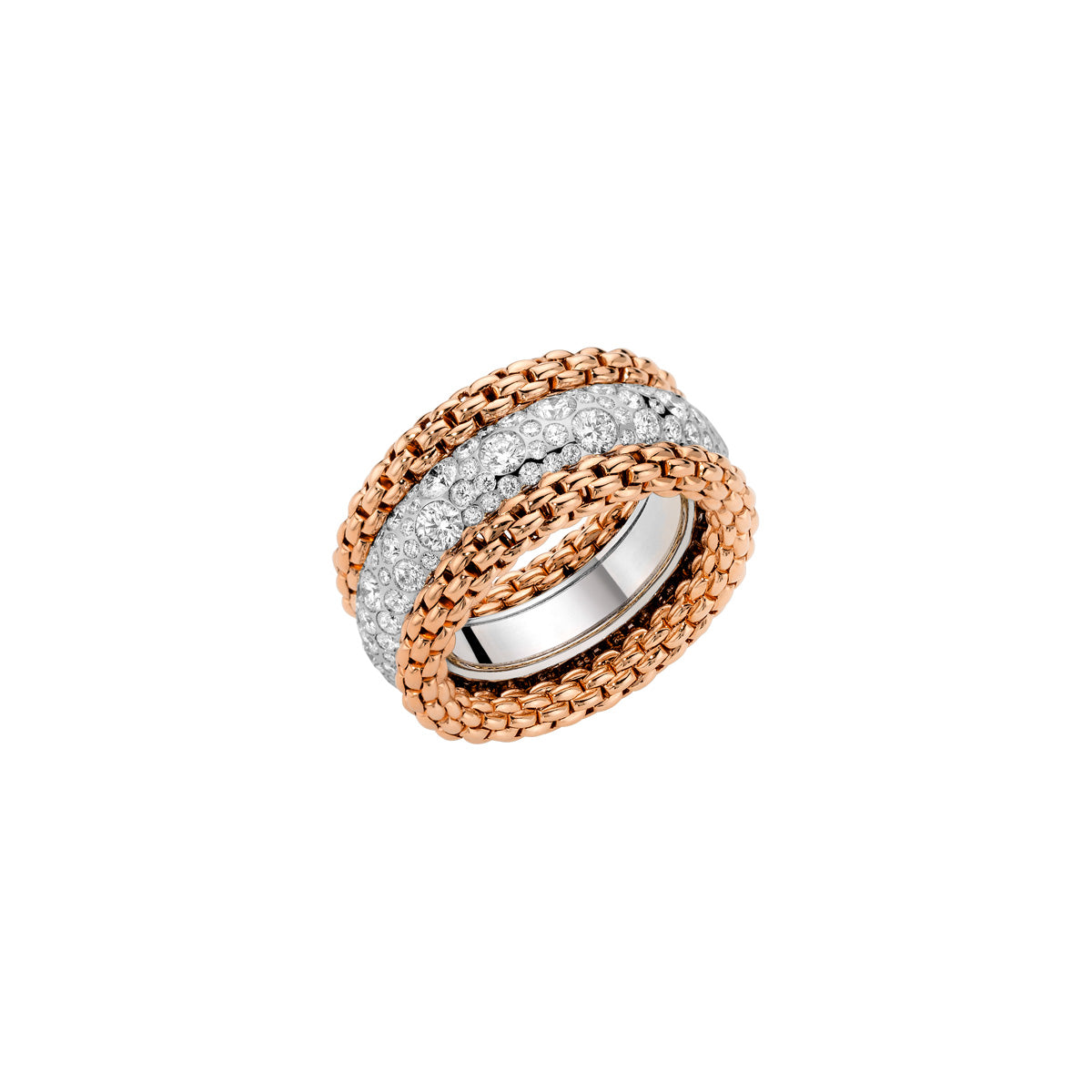 FOPE BUBBLE 18K Gold Flex'it Ring with White Diamond Pavé - Jackson Hole Jewelry Company