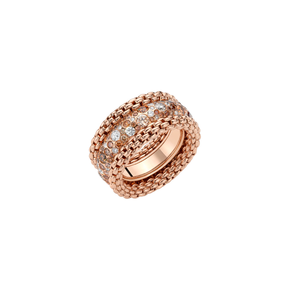 FOPE BUBBLE 18K Gold Flex'it Ring with White & Brown Diamond Pavé - Jackson Hole Jewelry Company