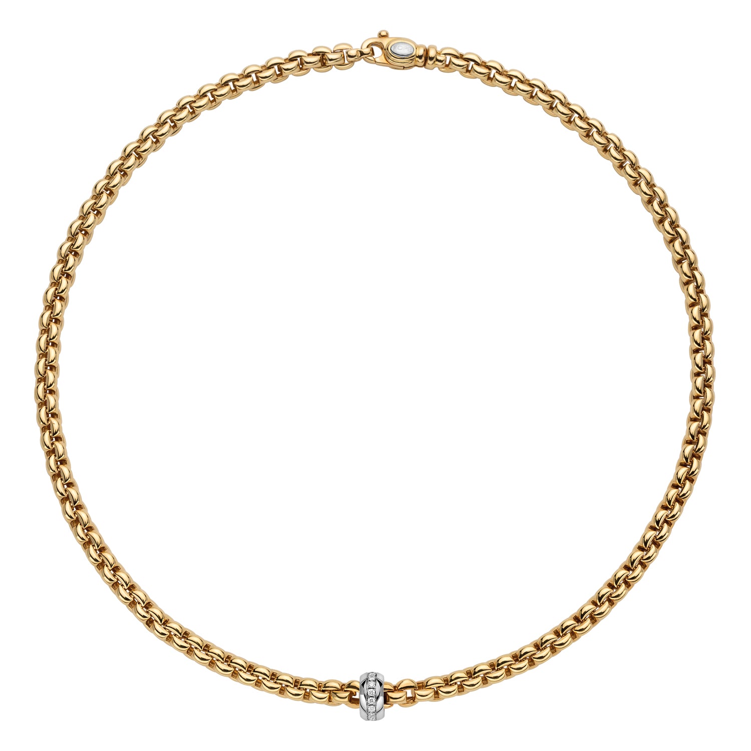 FOPE EKA 18K Gold Necklace with White Diamond Rondel - 0.15 carats - Jackson Hole Jewelry Company