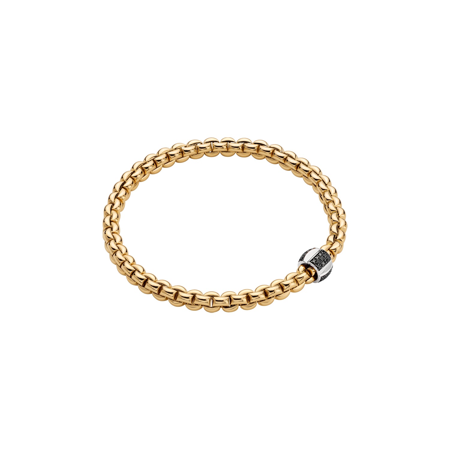 FOPE EKA 18K Gold Flex’it Bracelet with Black Diamond Pavé - 0.24 carats - Jackson Hole Jewelry Company