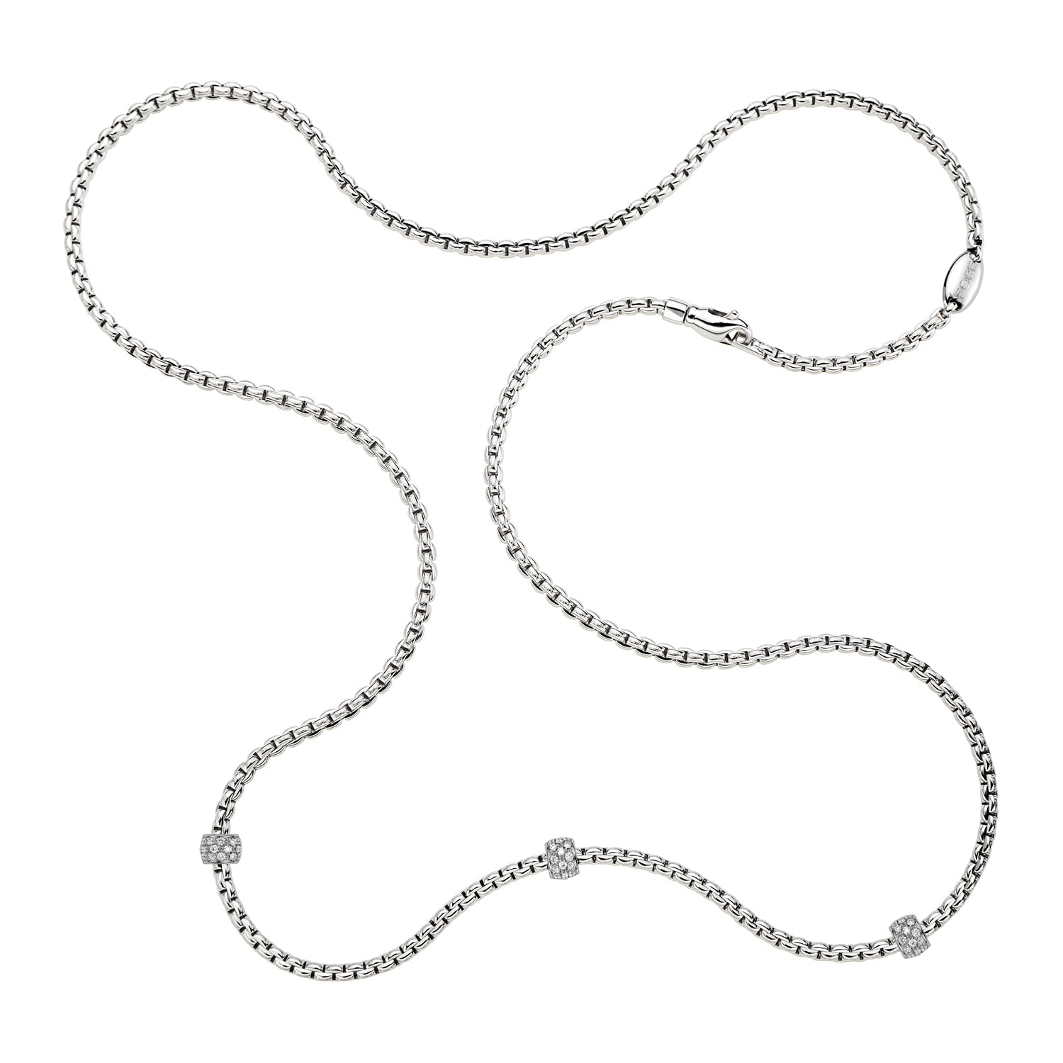 FOPE EKA 18K Gold Necklace with White Diamond Pavé Rondels - 0.54 carats - Jackson Hole Jewelry Company