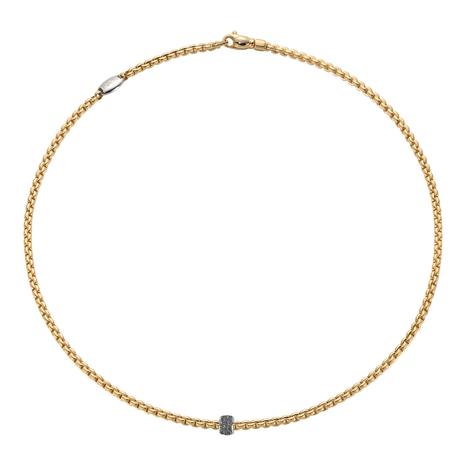FOPE EKA 18K Gold Necklace with Black Diamond Pavé Rondel - 0.20 carats - Jackson Hole Jewelry Company