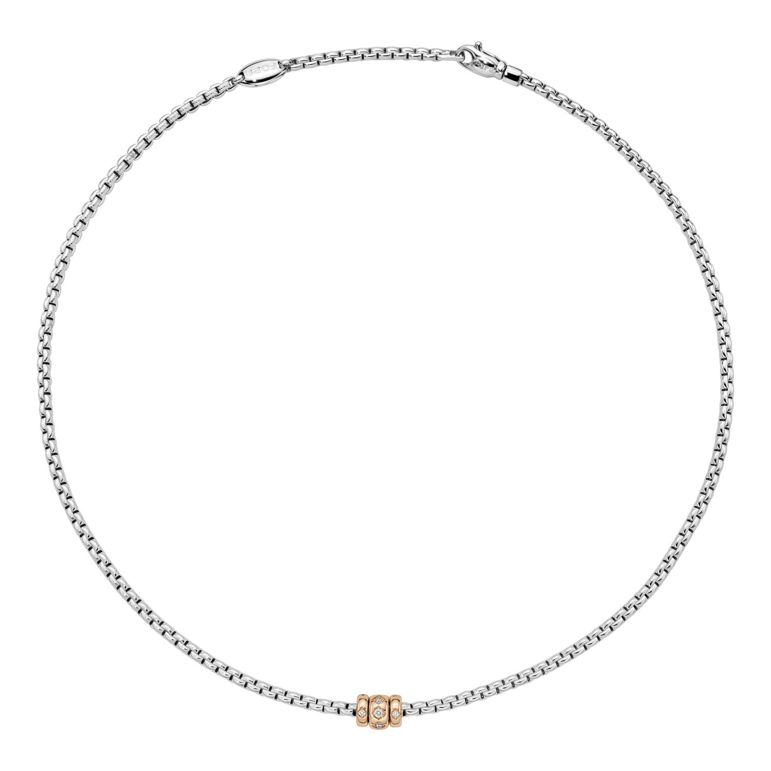 FOPE EKA 18K White & Rose Gold Necklace with Rhombus-Set White Diamond Pavé - 0.18 carats - Jackson Hole Jewelry Company