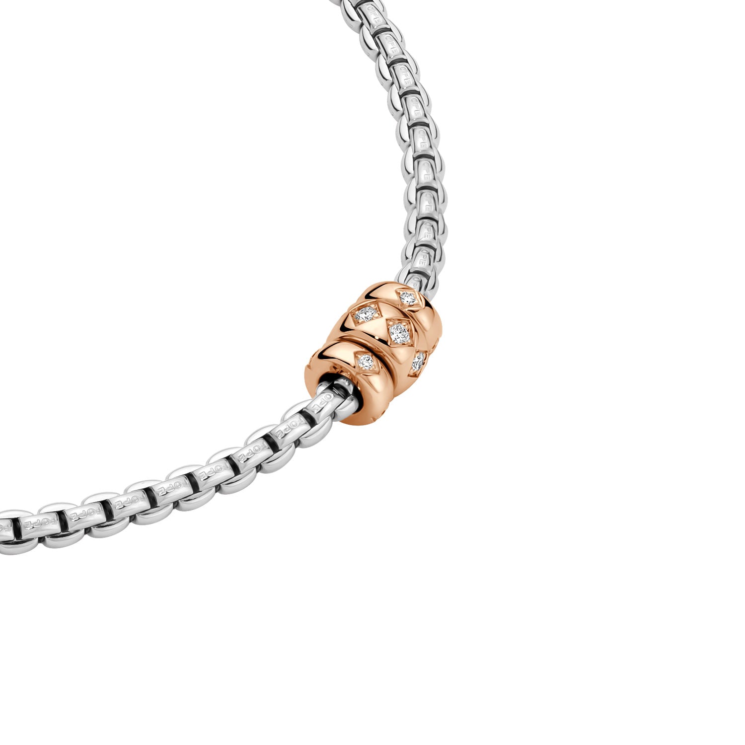 FOPE EKA 18K White & Rose Gold Necklace with Rhombus-Set White Diamond Pavé - 0.18 carats - Jackson Hole Jewelry Company