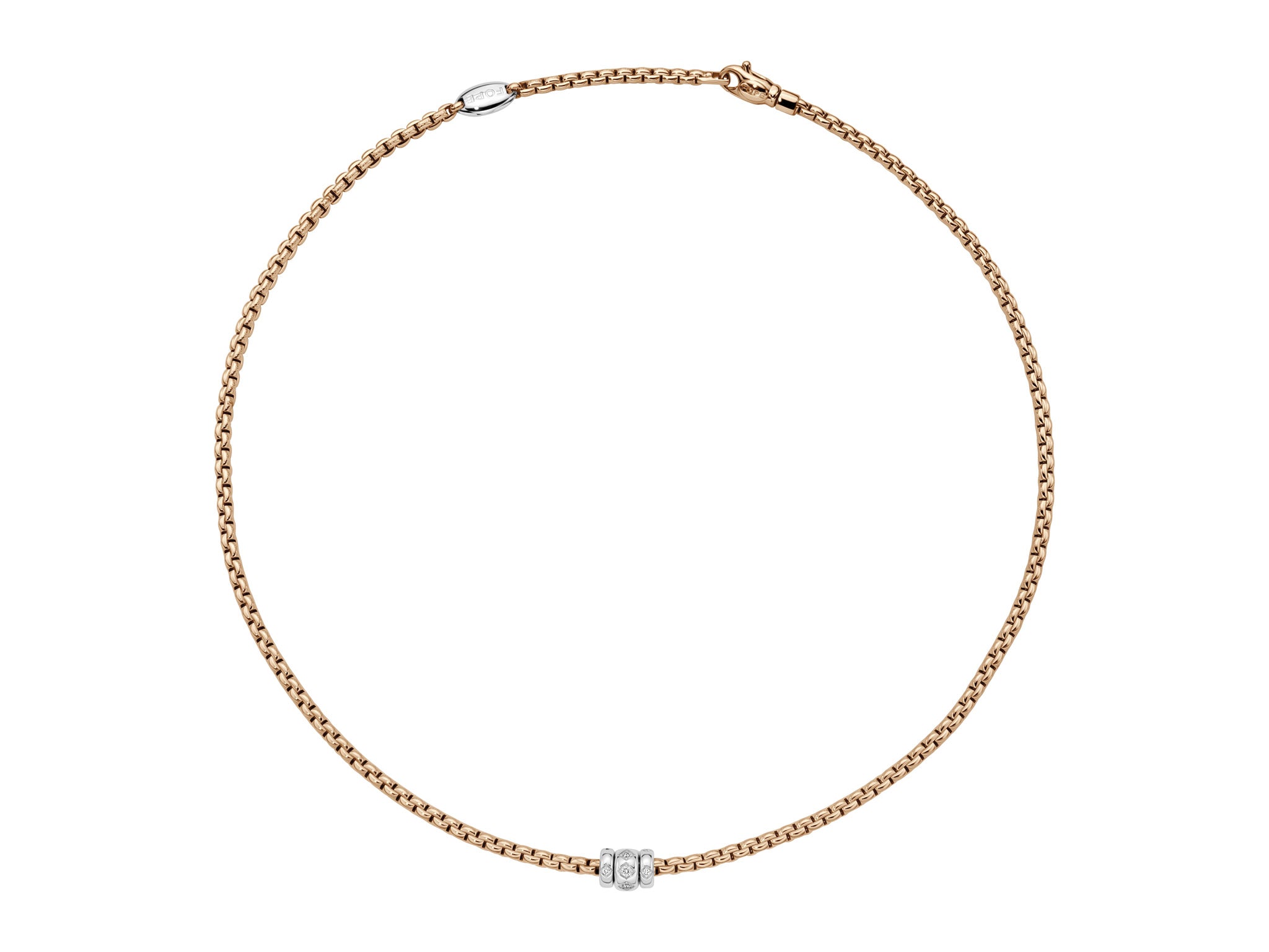 FOPE EKA 18K Rose Gold Necklace with Rhombus-Set White Diamond Pavé - 0.18 carats - Jackson Hole Jewelry Company