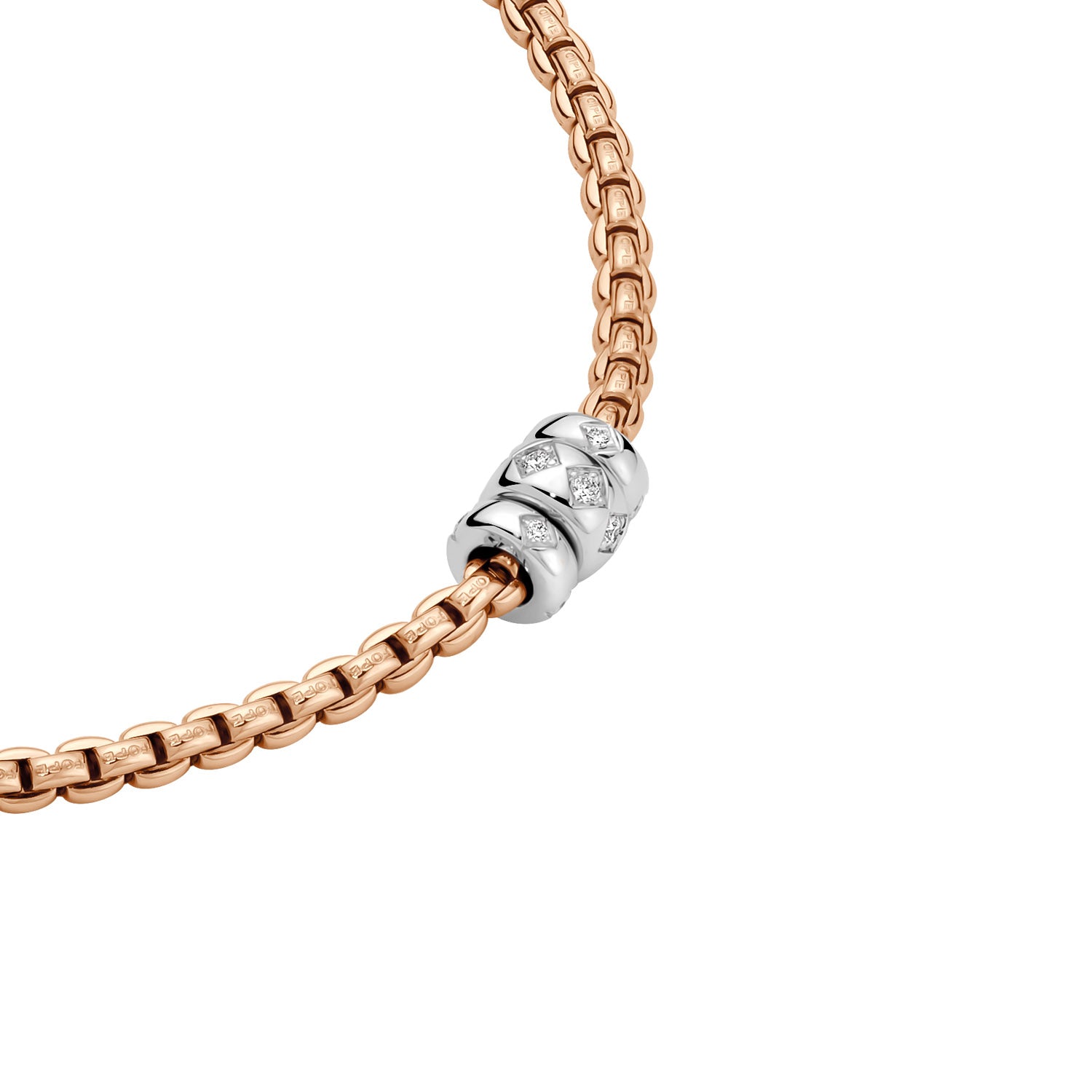 FOPE EKA 18K Rose Gold Necklace with Rhombus-Set White Diamond Pavé - 0.18 carats - Jackson Hole Jewelry Company