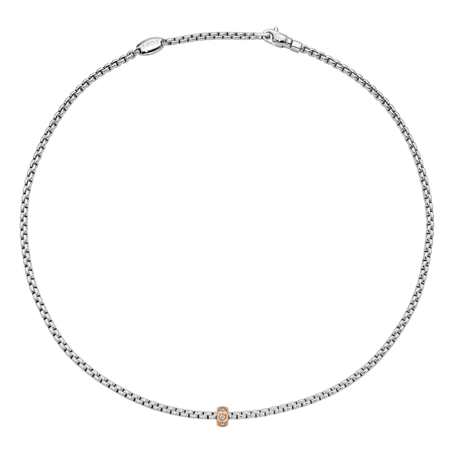 FOPE EKA 18K White & Rose Gold Necklace with Rhombus-Set Diamonds - 0.12 carats - Jackson Hole Jewelry Company