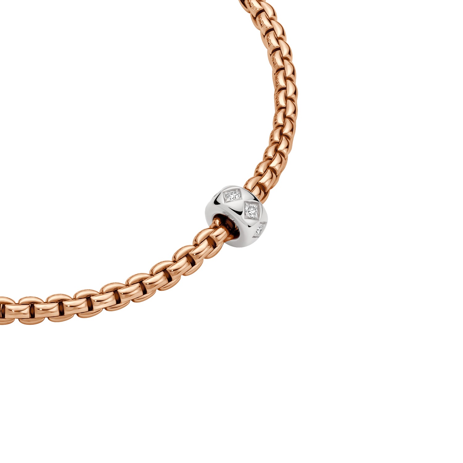 FOPE EKA 18K Rose Gold Necklace with Rhombus-Set Diamonds - 0.12 carats - Jackson Hole Jewelry Company