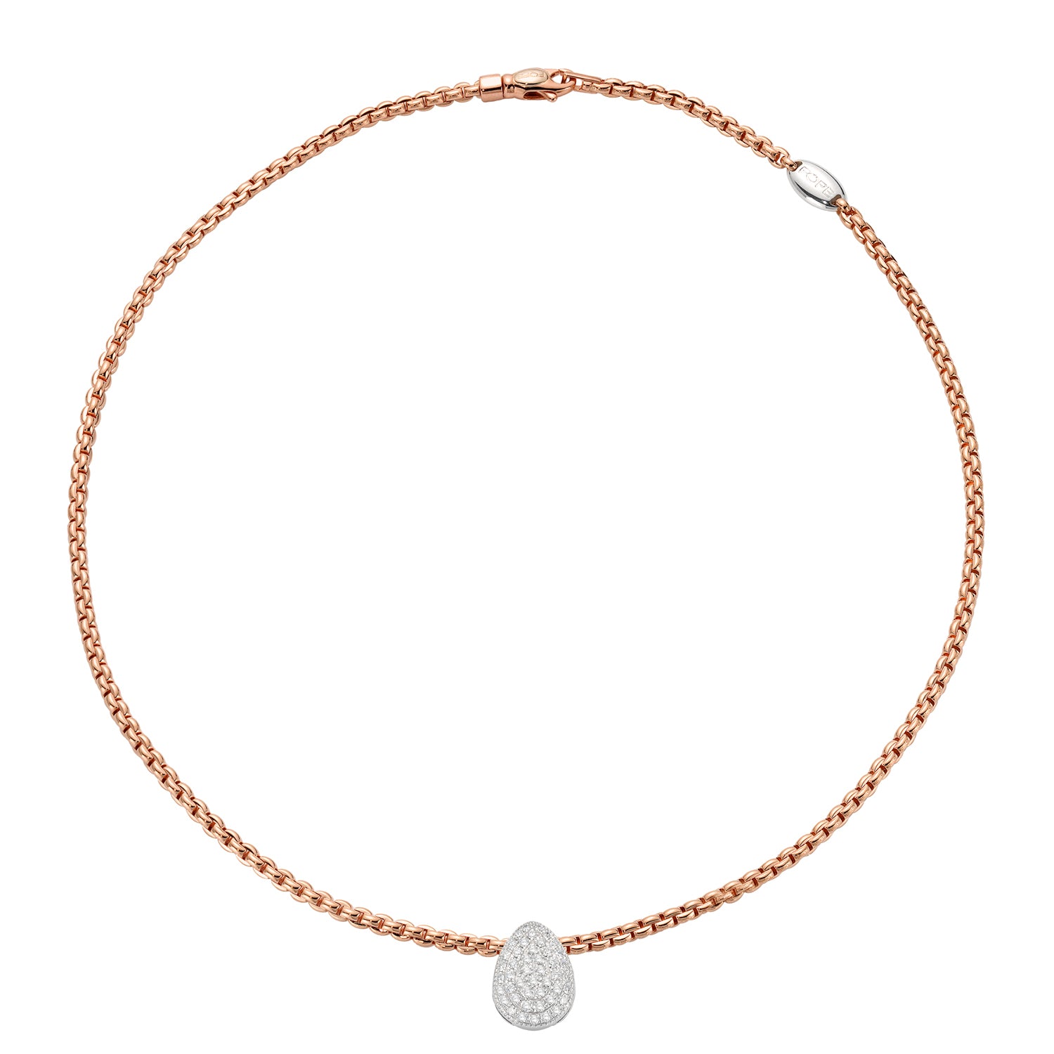 FOPE EKA 18K Gold Flex'it Necklace with White Diamond Pavé Charm - 0.63 carats - Jackson Hole Jewelry Company