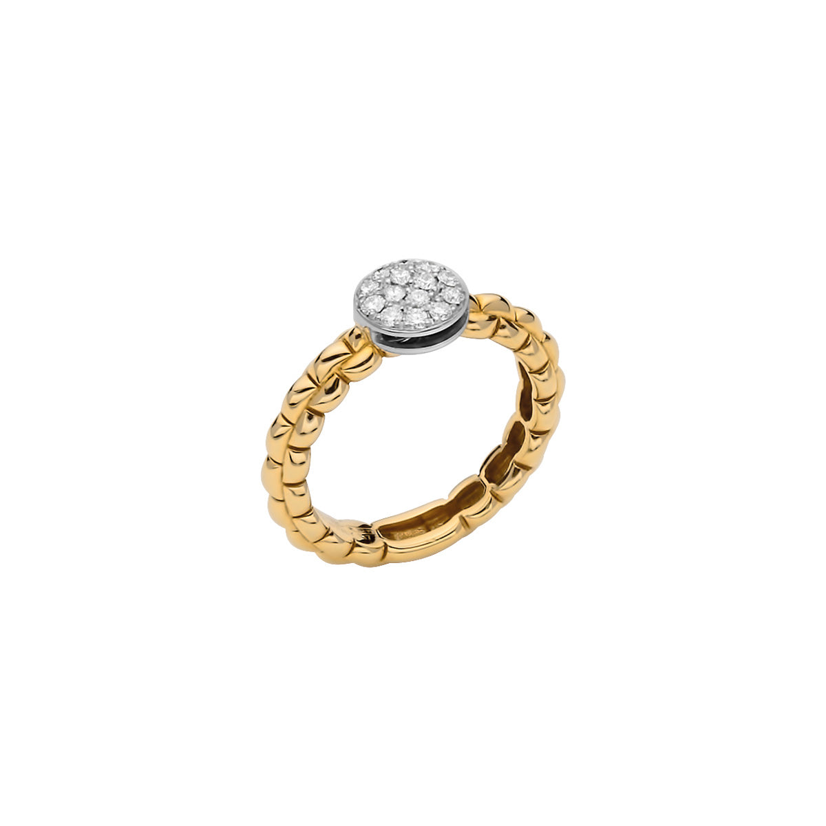 FOPE EKA 18K Gold Tiny Ring with White Diamond Pavé - 0.22 carats - Jackson Hole Jewelry Company