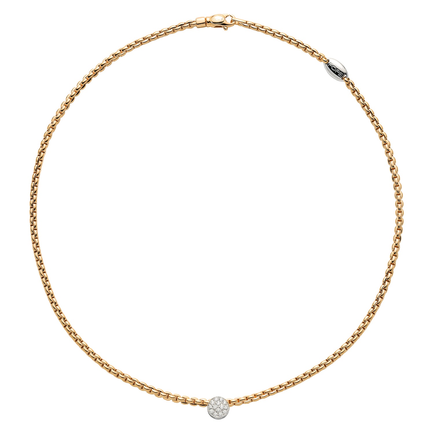 FOPE EKA 18K Gold Flex'it Necklace with White Diamond Pavé Charm - 0.22 carats - Jackson Hole Jewelry Company