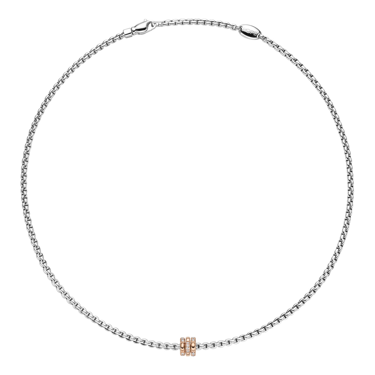 FOPE EKA 18K White & Rose Gold Necklace with White Diamond Pendant - 0.16 carats - Jackson Hole Jewelry Company