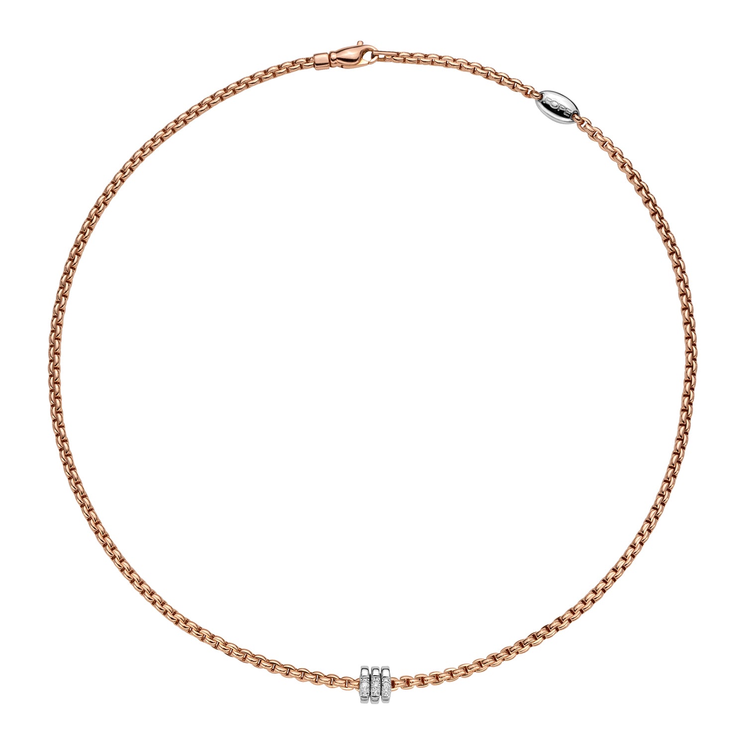 FOPE EKA 18K Rose Gold Necklace with White Diamond Pendant - 0.16 carats - Jackson Hole Jewelry Company