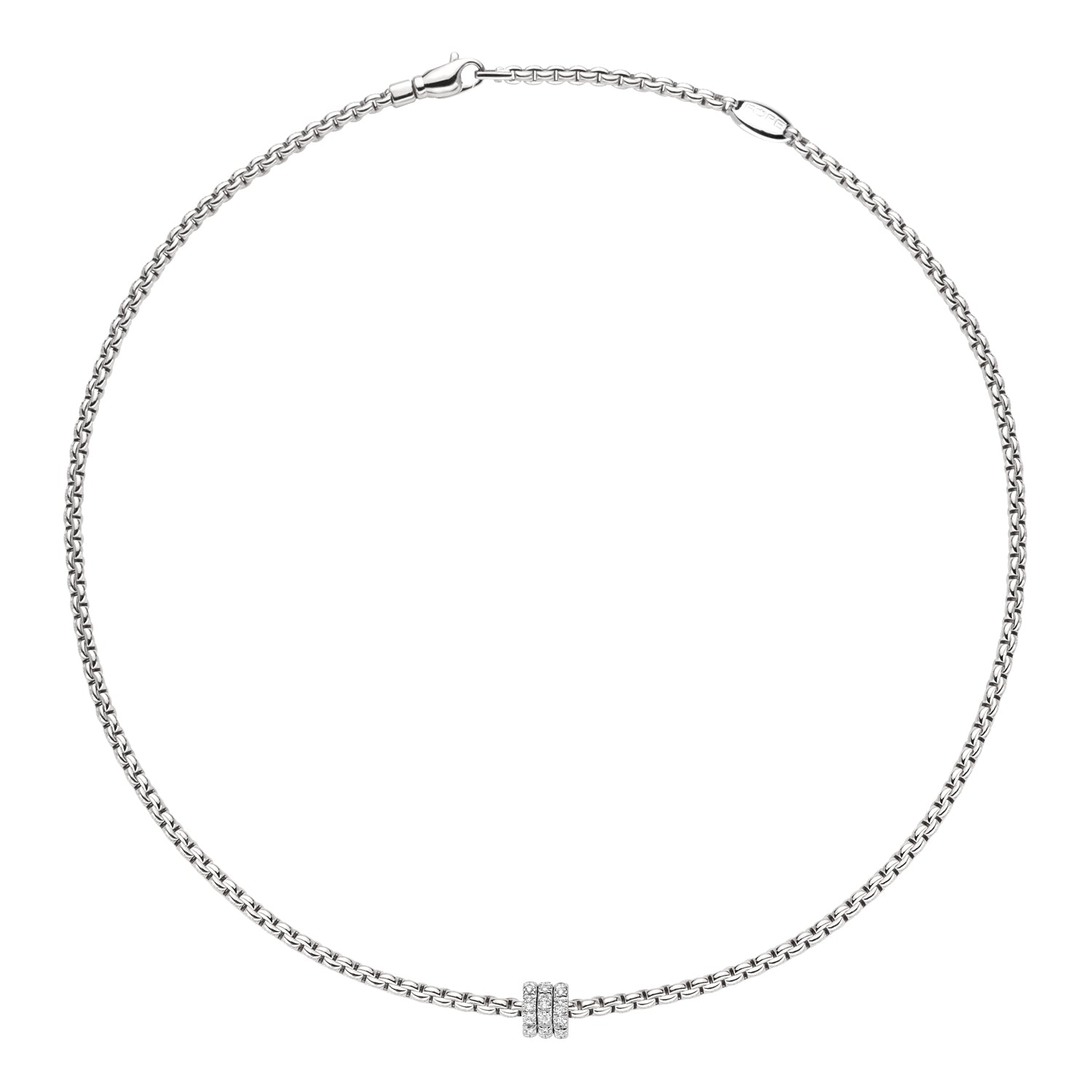 FOPE EKA 18K White Gold Necklace with White Diamond Pavé Pendant - 0.33 carats - Jackson Hole Jewelry Company