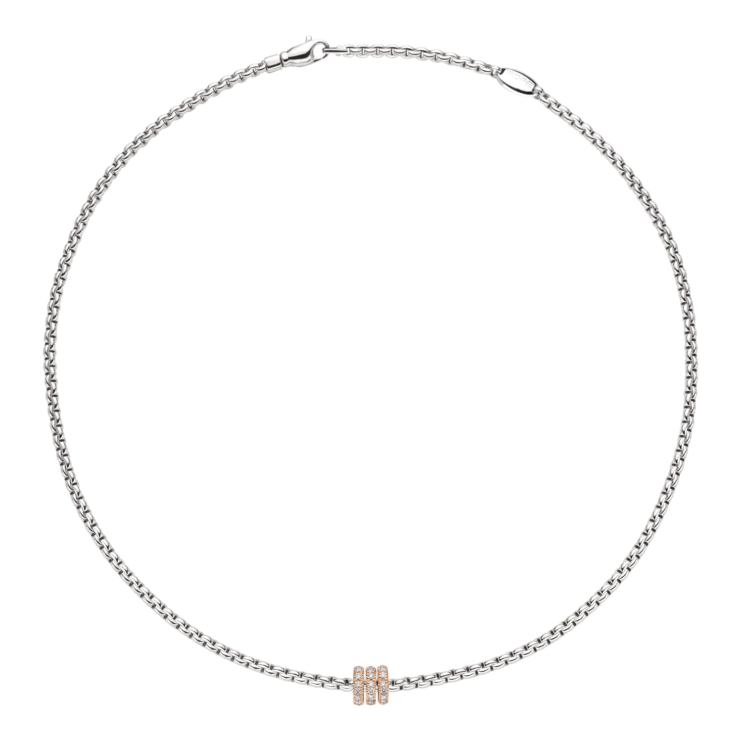 FOPE EKA 18K White & Rose Gold Necklace with White Diamond Pavé Pendant - 0.33 carats - Jackson Hole Jewelry Company