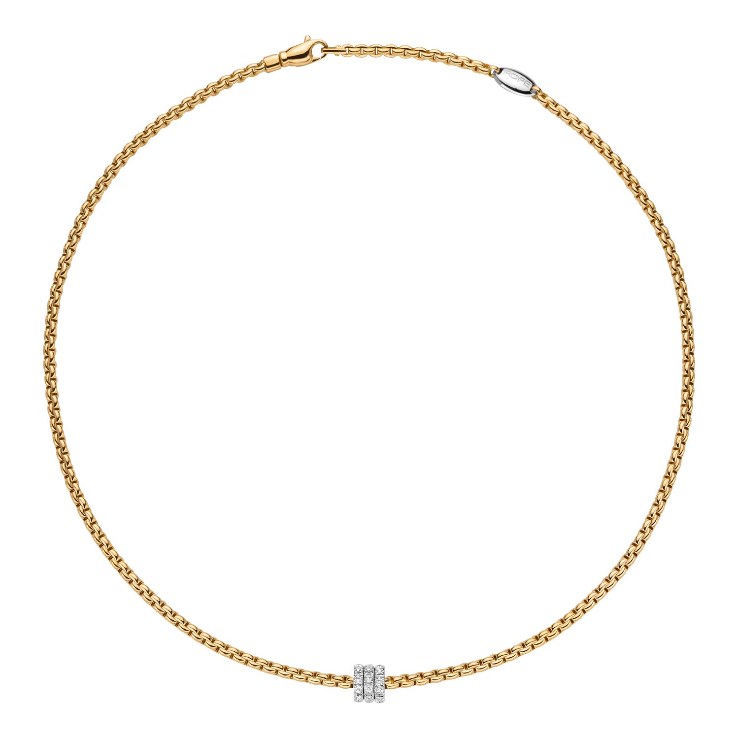 FOPE EKA 18K Yellow Gold Necklace with White Diamond Pavé Pendant - 0.33 carats - Jackson Hole Jewelry Company