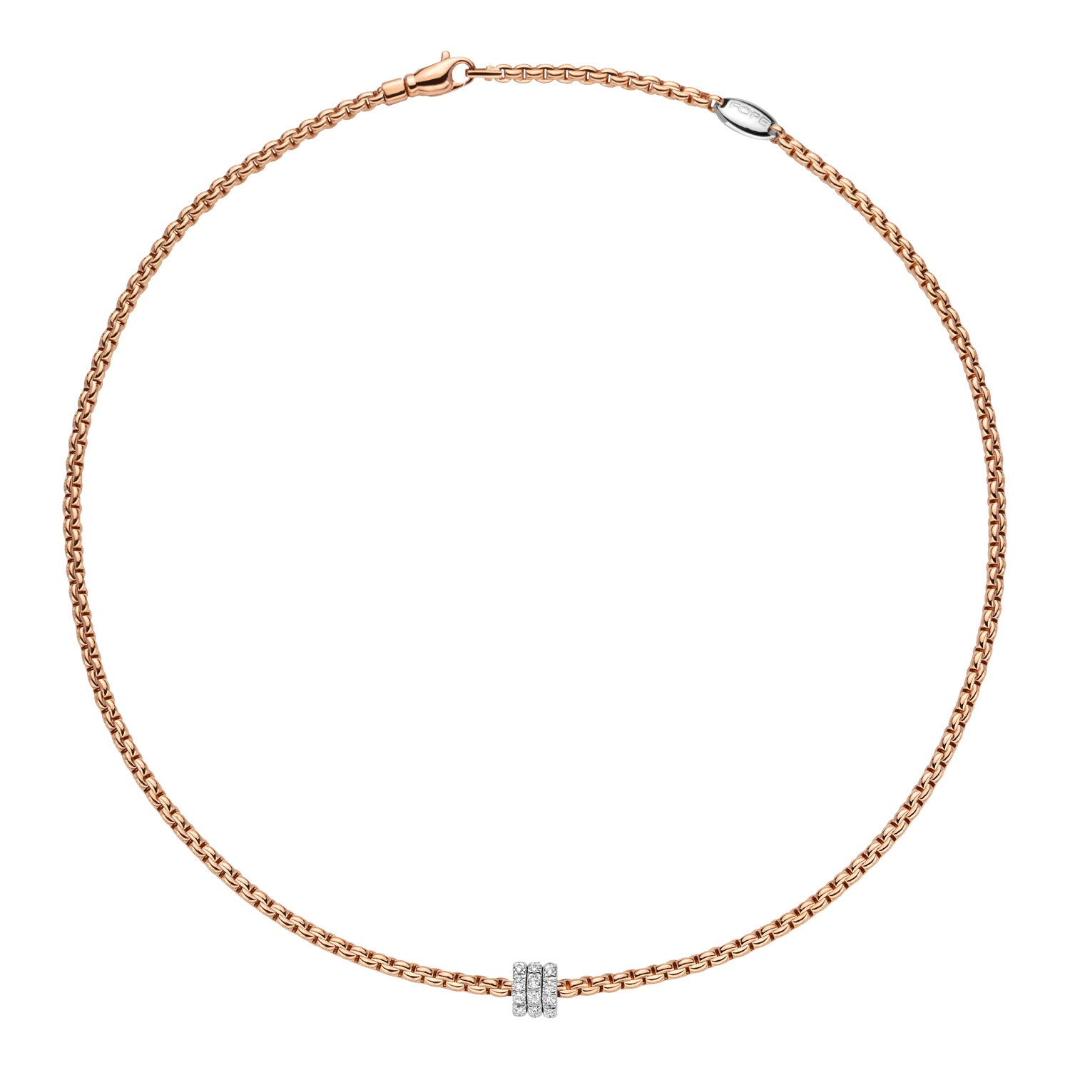 FOPE EKA 18K Rose Gold Necklace with White Diamond Pavé Pendant - 0.33 carats - Jackson Hole Jewelry Company