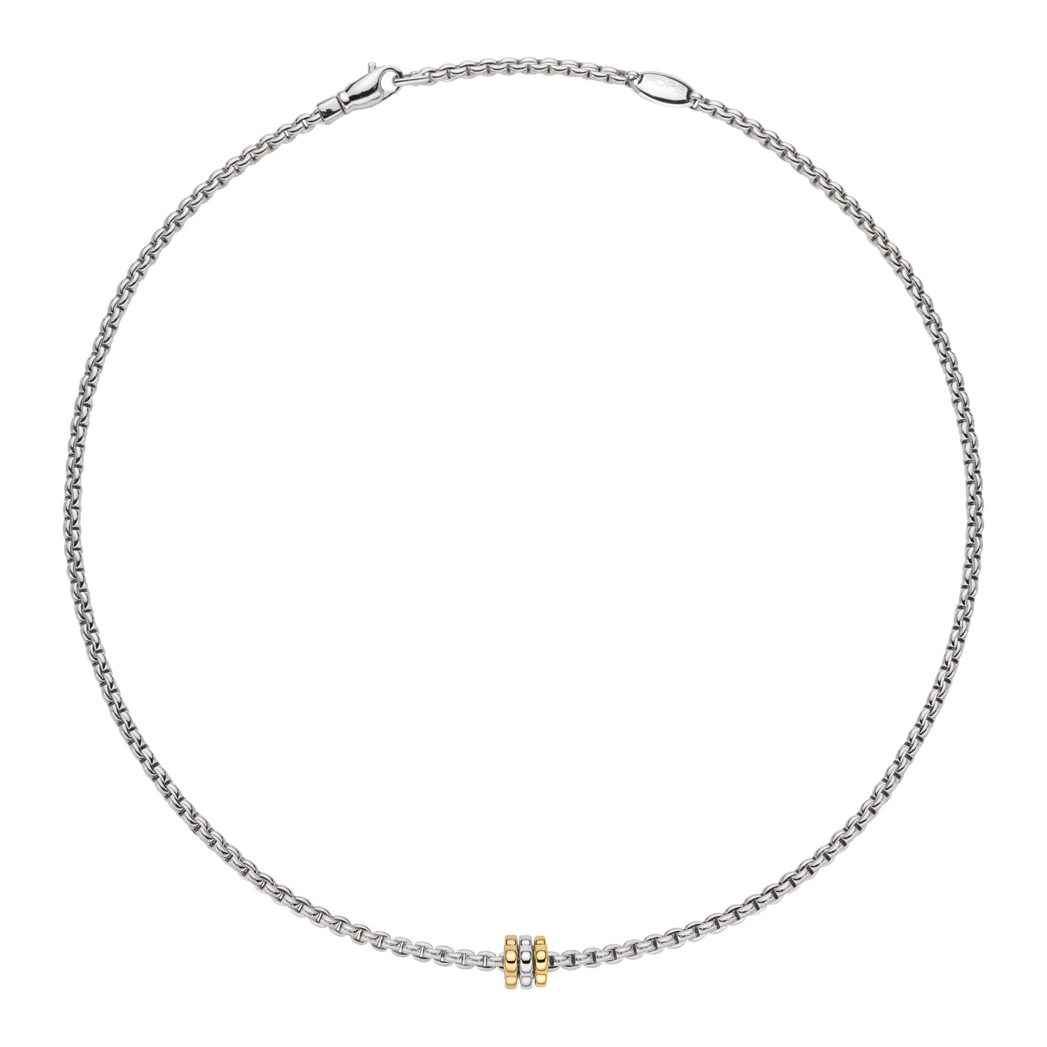 FOPE EKA 18K White Gold Necklace with White & Yellow Gold Pendant - Jackson Hole Jewelry Company
