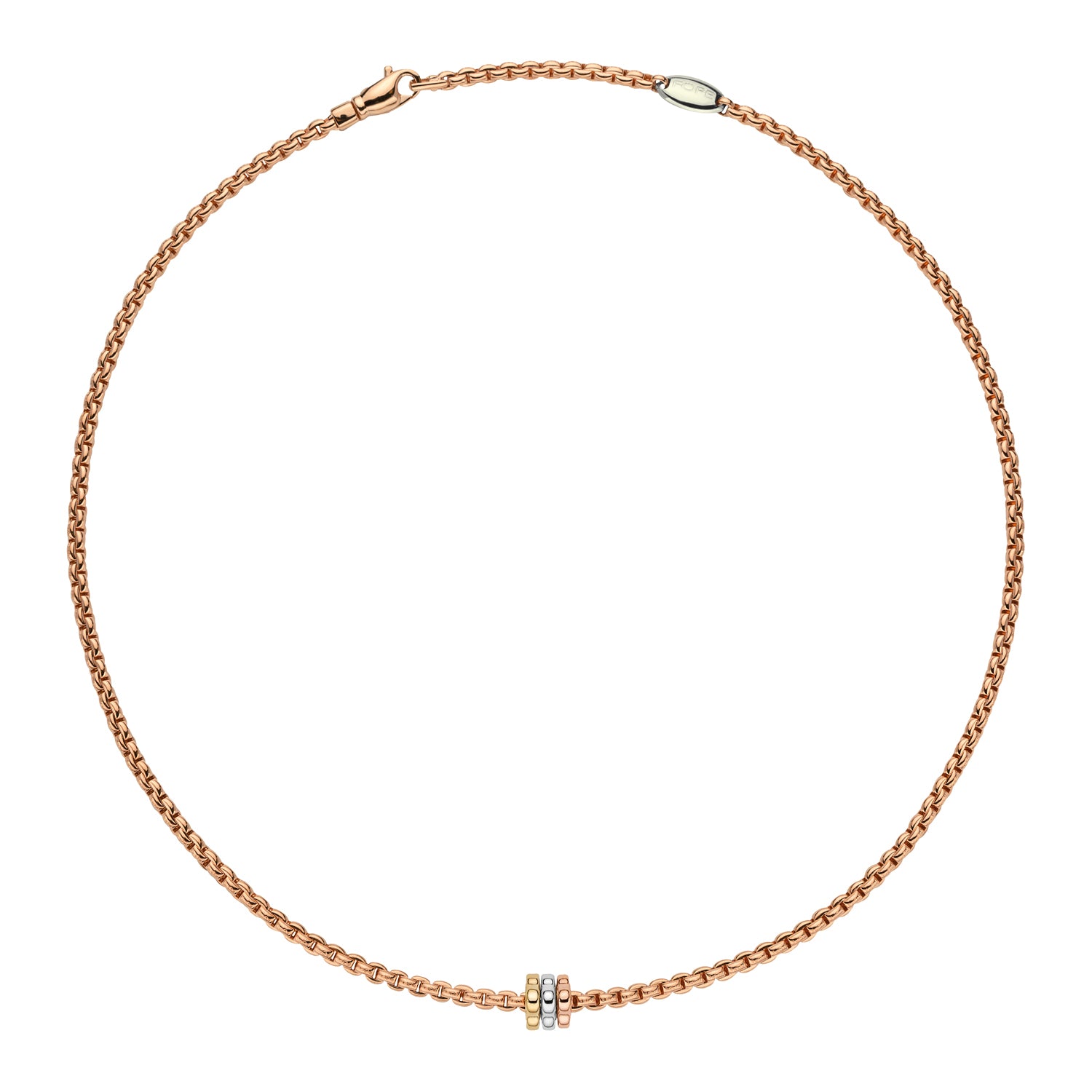 FOPE EKA 18K Rose Gold Necklace with Tri-Gold Pendant - Jackson Hole Jewelry Company