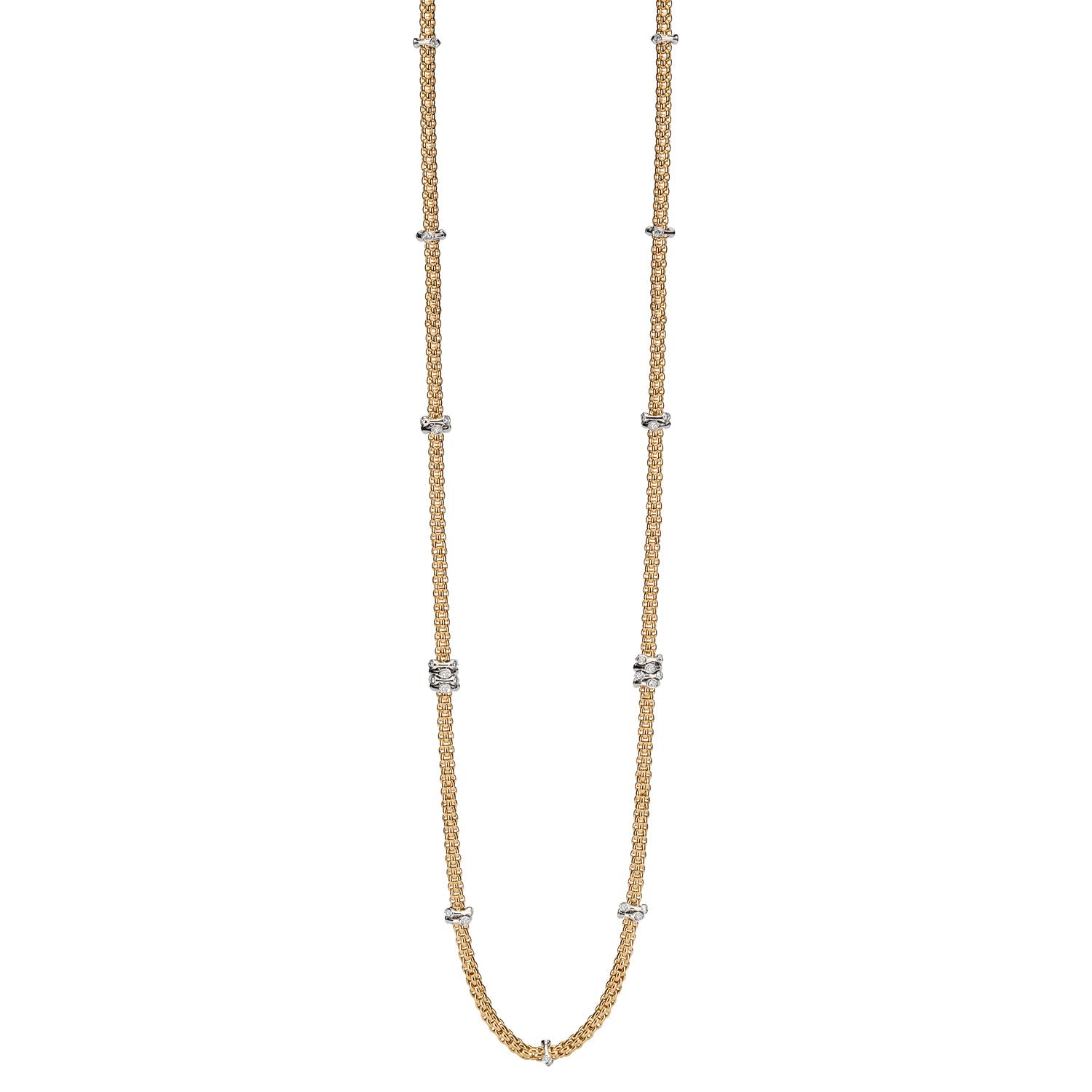 FOPE PRIMA 18K Gold Multi-Charm Flex'it Necklace with White Diamonds - 0.85 carats - Jackson Hole Jewelry Company