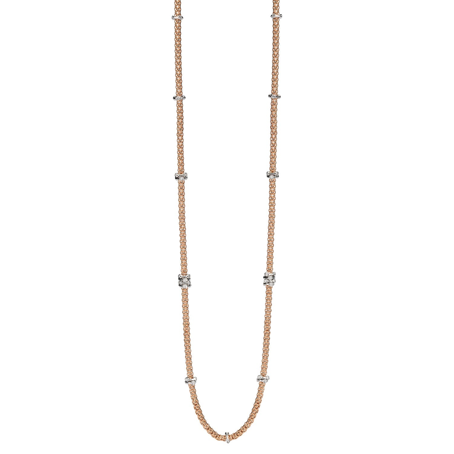 FOPE PRIMA 18K Gold Multi-Charm Flex'it Necklace with White Diamonds - 0.85 carats - Jackson Hole Jewelry Company