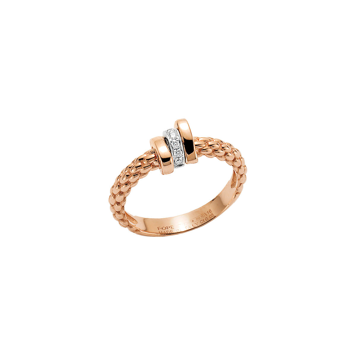 FOPE PRIMA 18K Gold Ring with Gold & White Diamond Set Rondels - 0.05 carats - Jackson Hole Jewelry Company