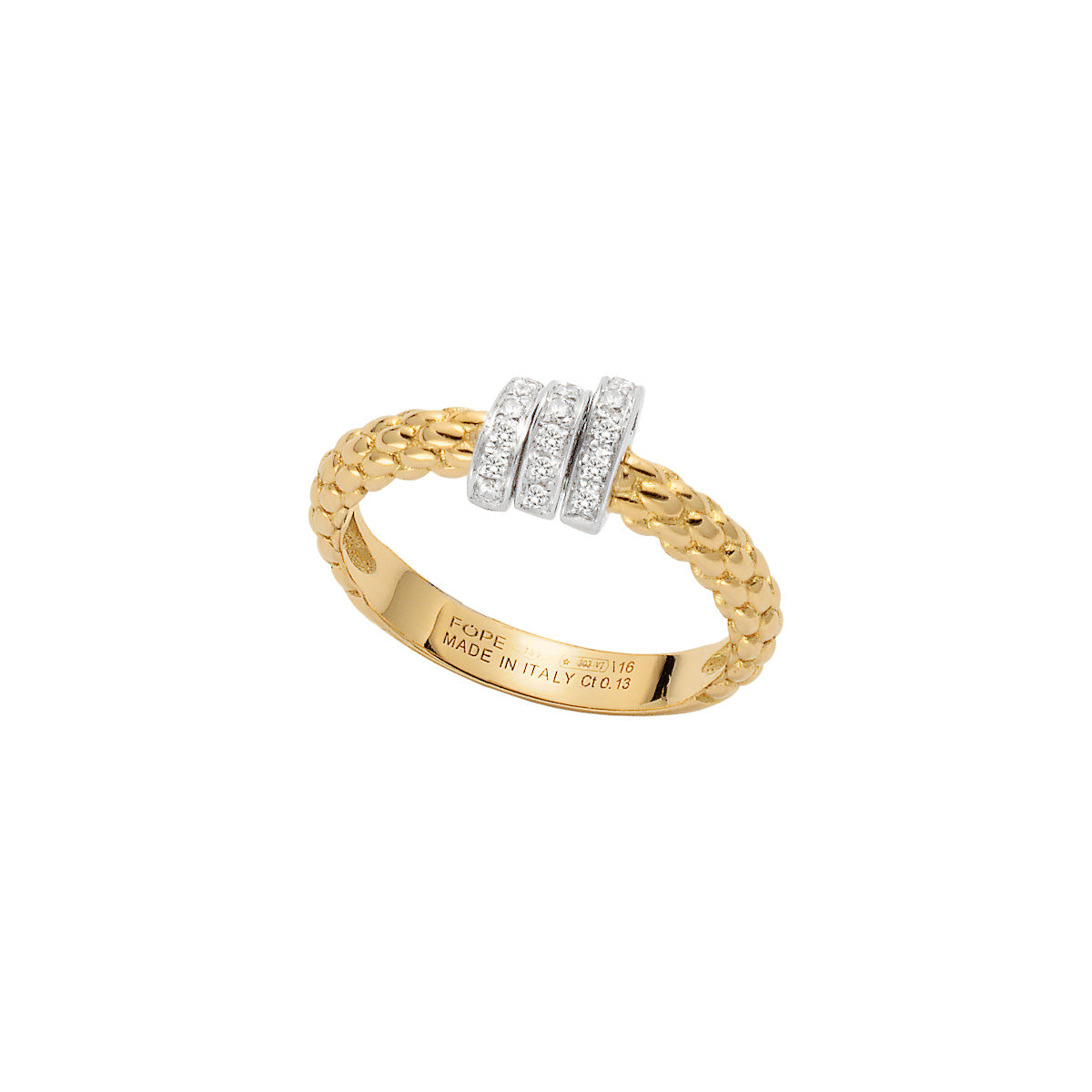 FOPE PRIMA 18K Gold Ring with White Diamond Pavé Set Rondels - 0.13 carats - Jackson Hole Jewelry Company