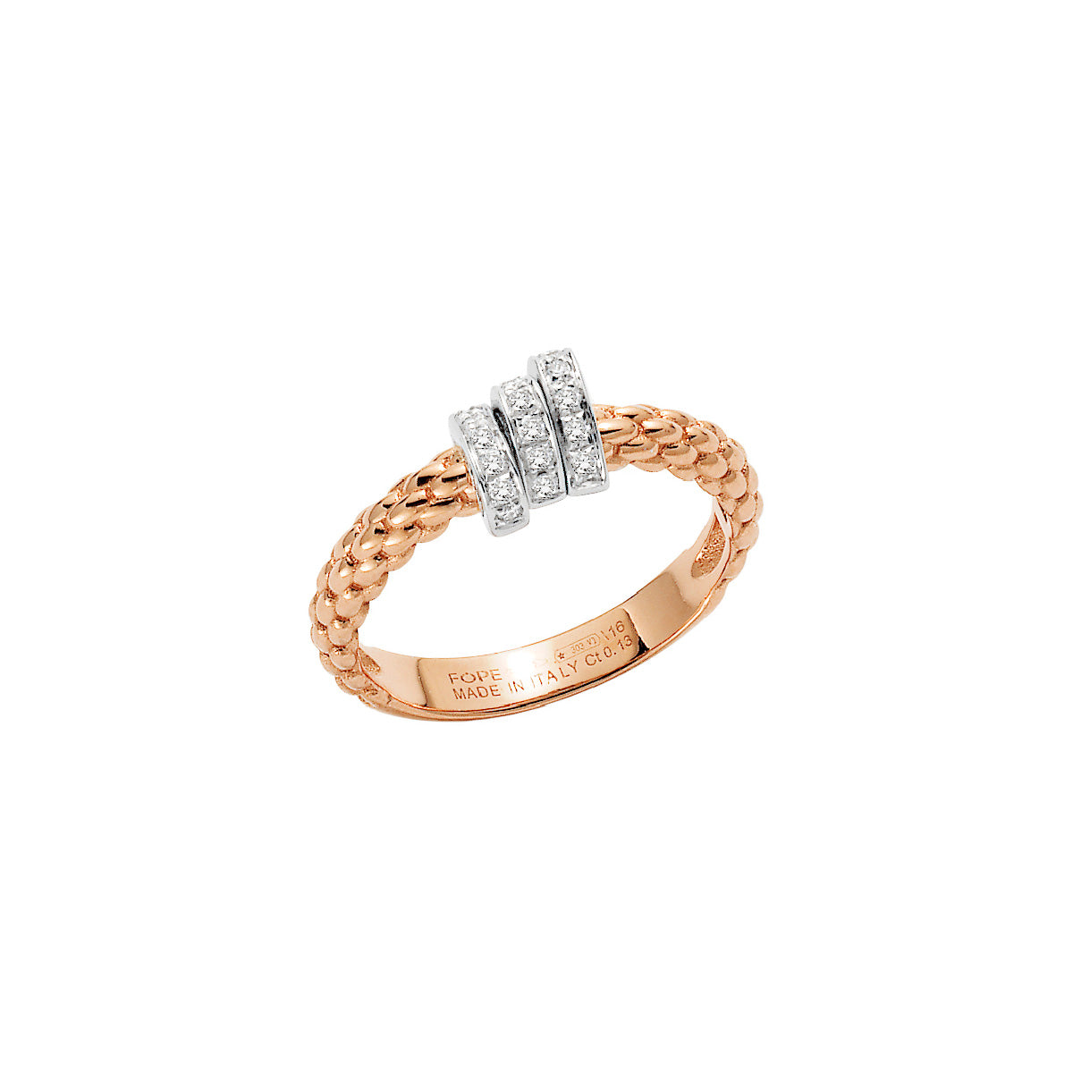 FOPE PRIMA 18K Gold Ring with White Diamond Pavé Set Rondels - 0.13 carats - Jackson Hole Jewelry Company