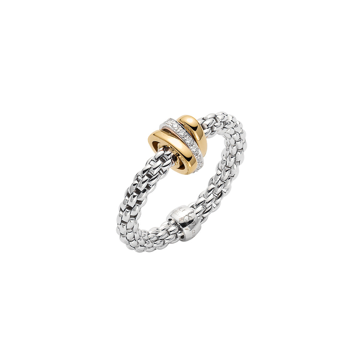 FOPE PRIMA 18K Gold Flex'it Ring with Gold & White Diamond Set Rondels - 0.10 carats - Jackson Hole Jewelry Company