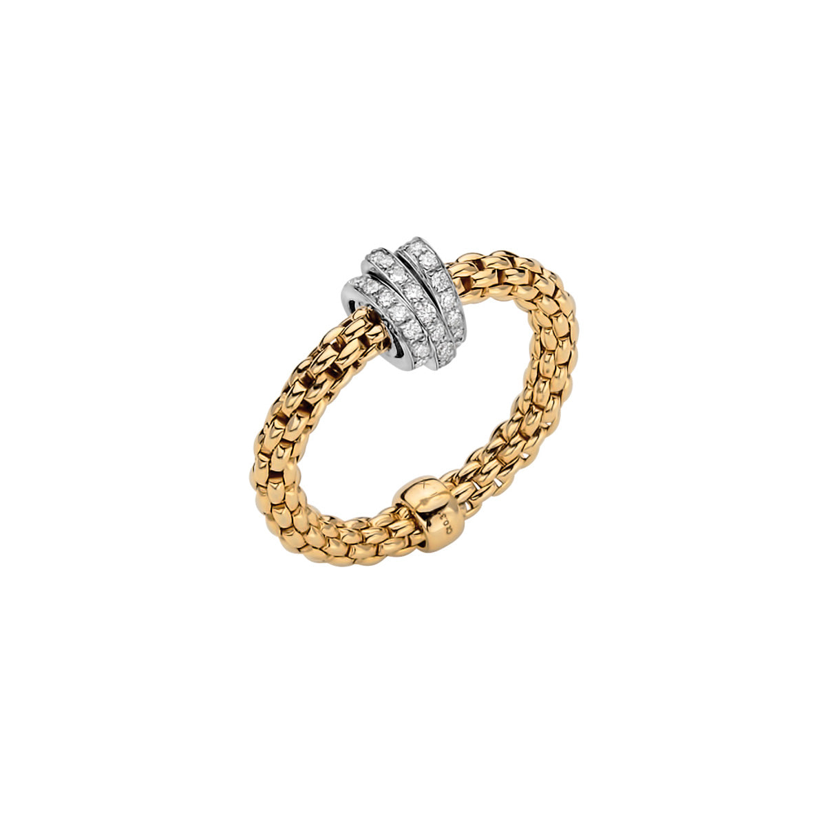 FOPE PRIMA 18K Gold Flex'it Ring with White Diamond Pavé Set Rondels - 0.31 carats - Jackson Hole Jewelry Company