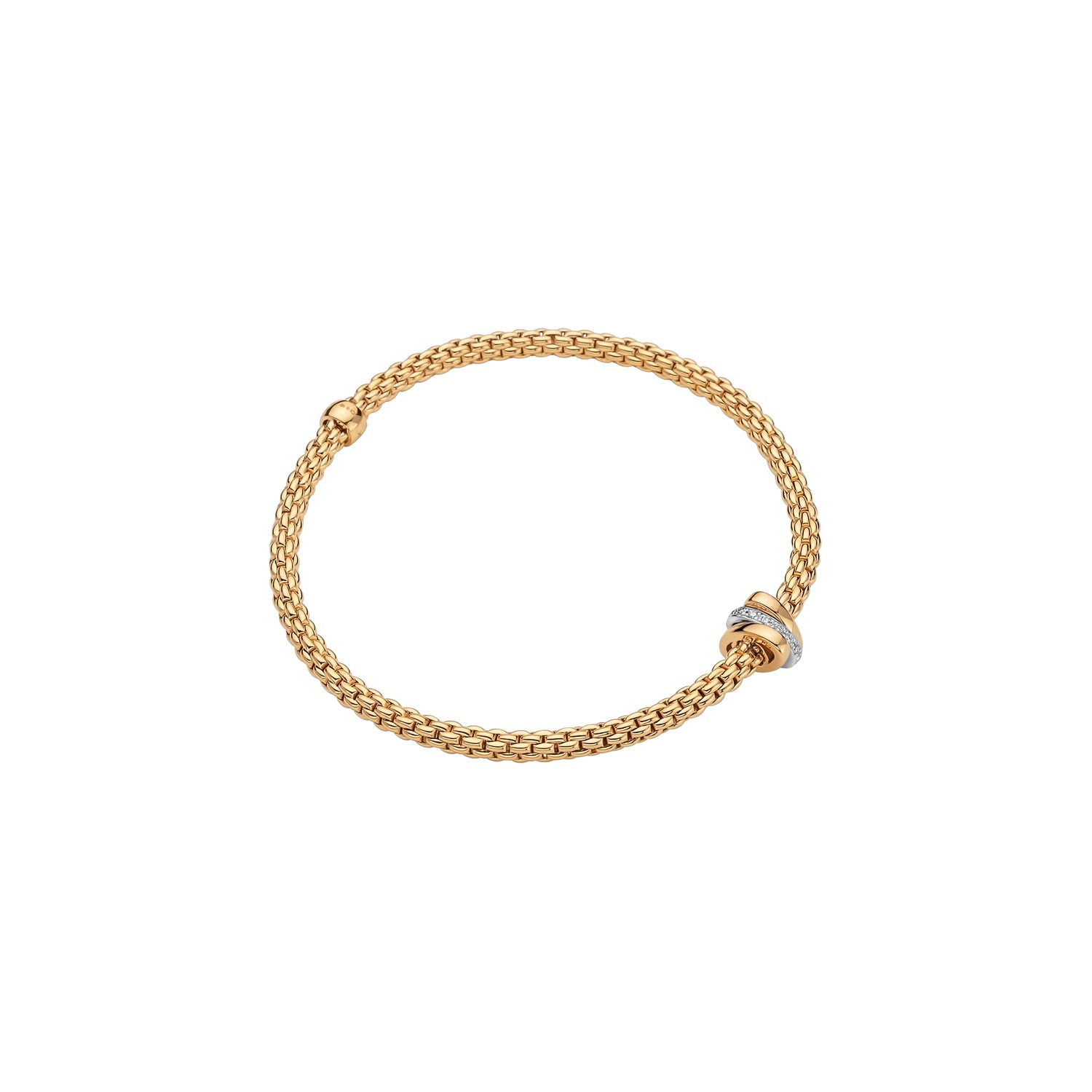 FOPE PRIMA 18K Gold Flex’it Bracelet With White Diamond Set Rondels - 0.10 carats - Jackson Hole Jewelry Company