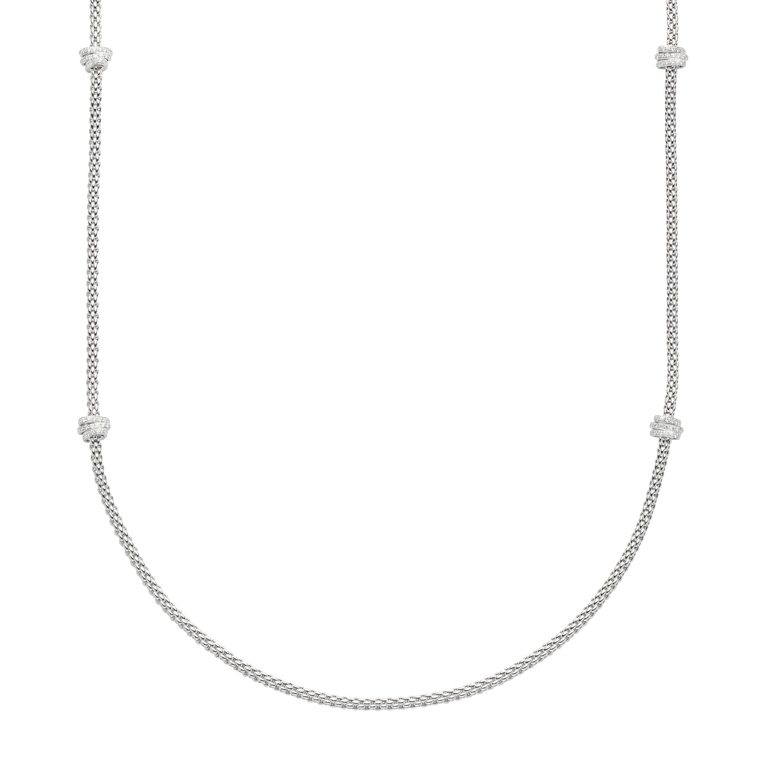 FOPE PRIMA 18K Gold Multi-Charm Flex'it Necklace with White Diamond Pavé - 1.24 carats - Jackson Hole Jewelry Company