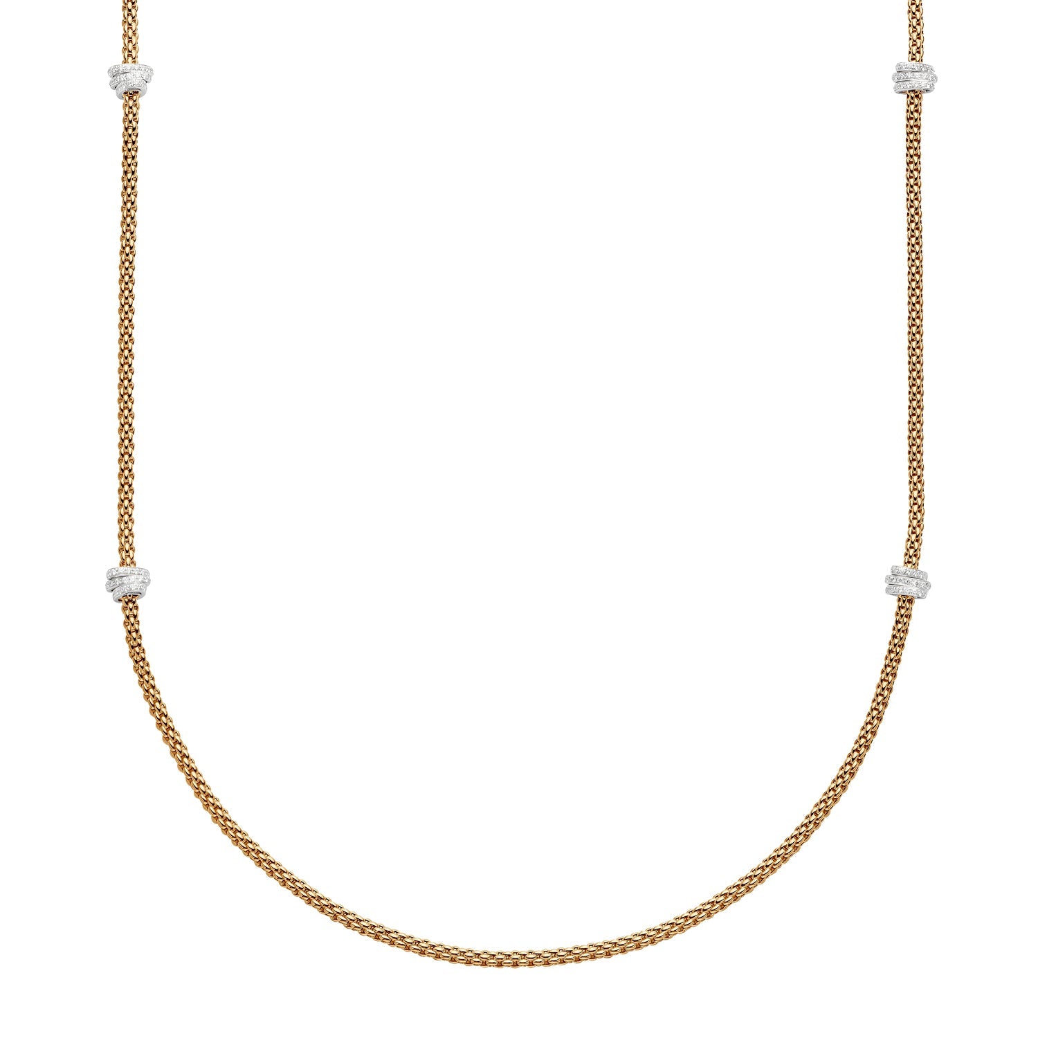FOPE PRIMA 18K Gold Multi-Charm Flex'it Necklace with White Diamond Pavé - 1.24 carats - Jackson Hole Jewelry Company