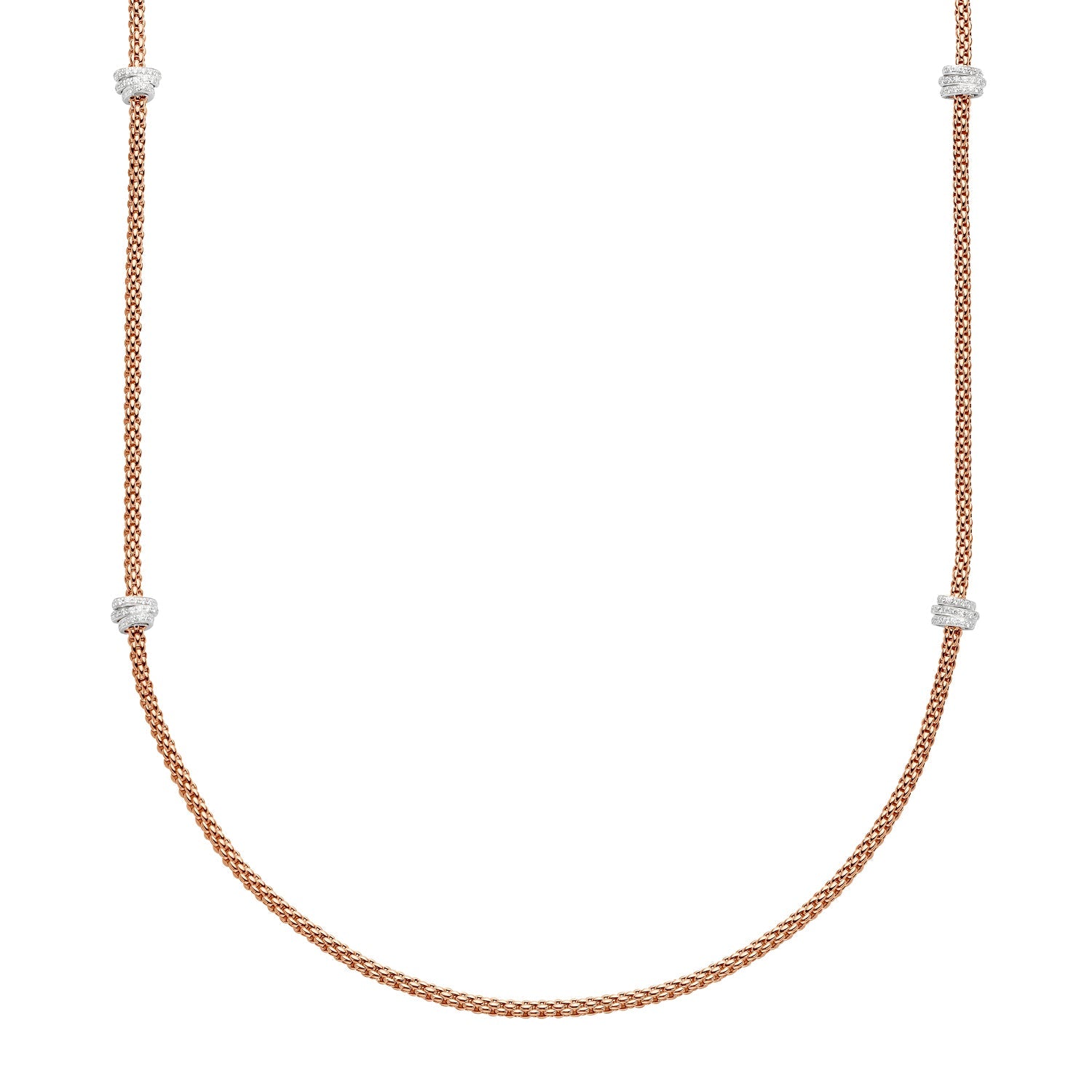 FOPE PRIMA 18K Gold Multi-Charm Flex'it Necklace with White Diamond Pavé - 1.24 carats - Jackson Hole Jewelry Company