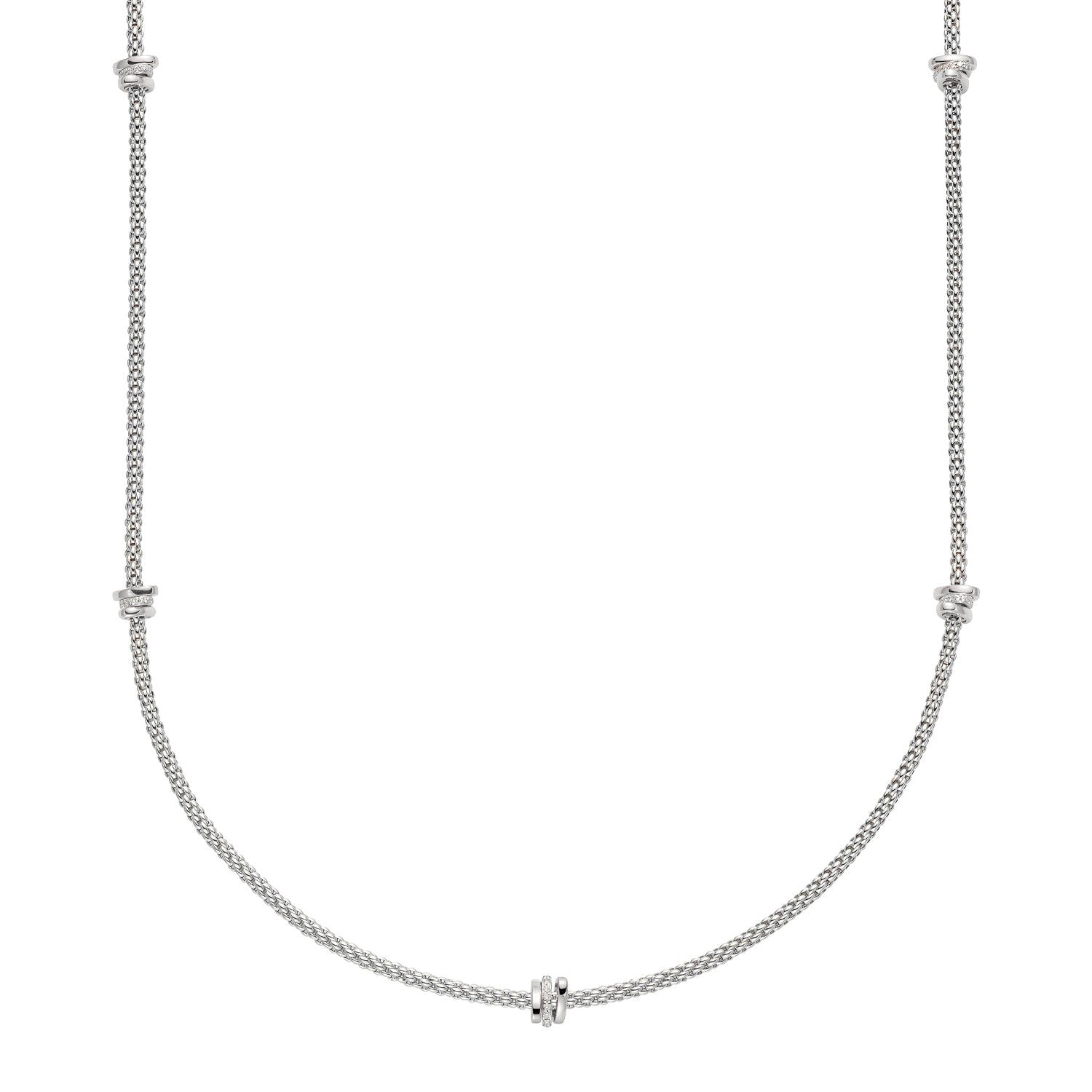 FOPE PRIMA 18K Gold Multi-Charm Flex'it Necklace with White Diamonds - 0.53 carats - Jackson Hole Jewelry Company