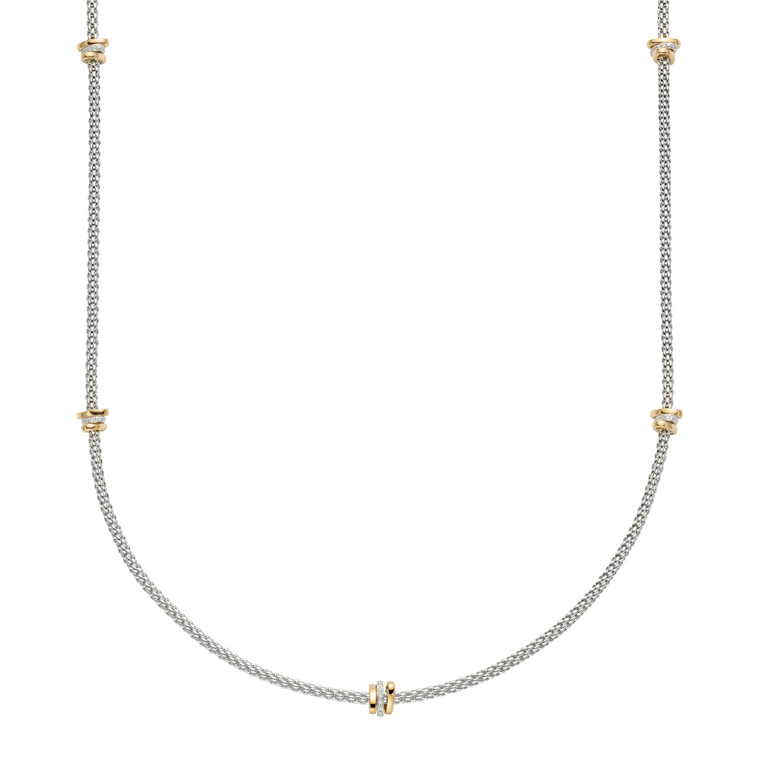 FOPE PRIMA 18K Gold Multi-Charm Flex'it Necklace with White Diamonds - 0.53 carats - Jackson Hole Jewelry Company