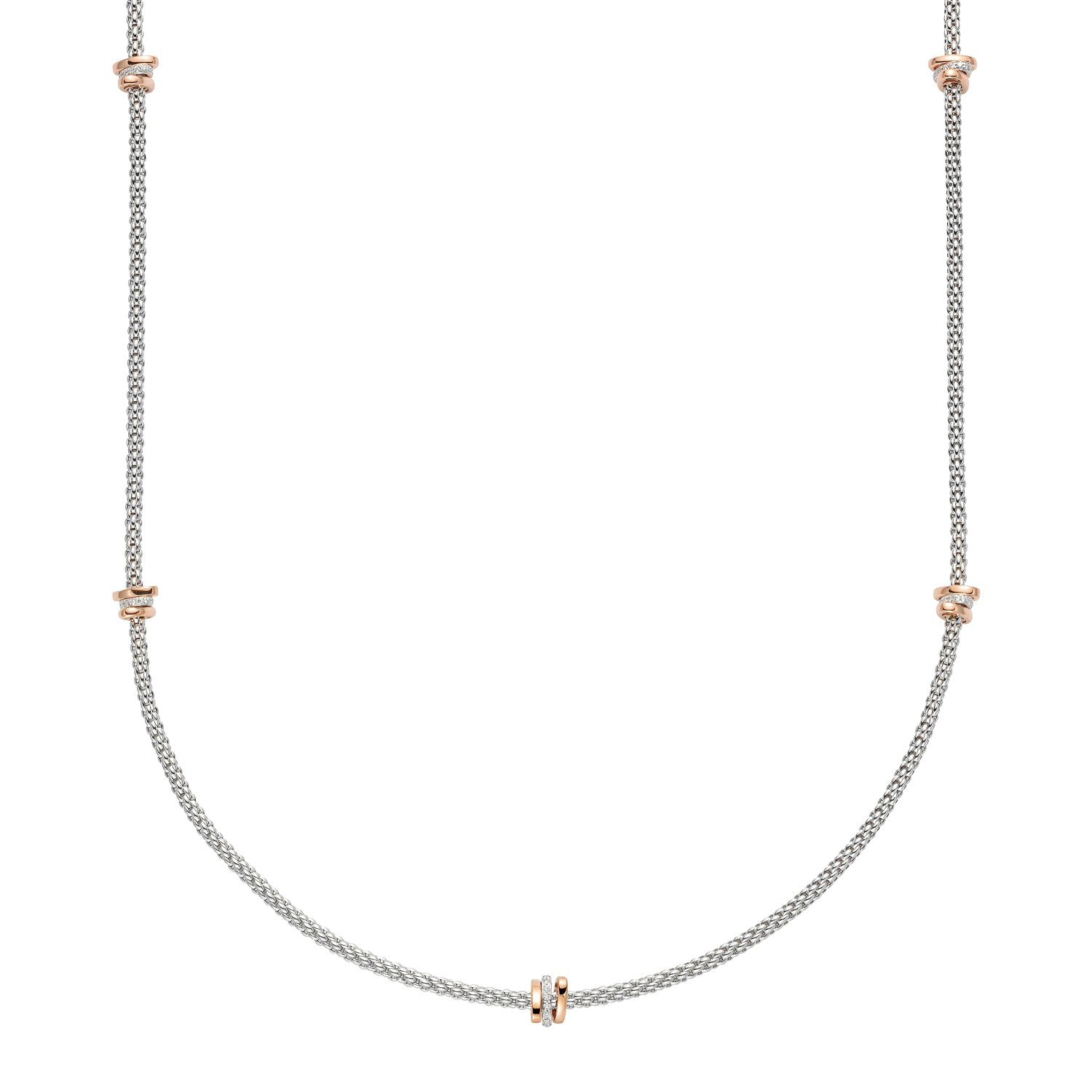 FOPE PRIMA 18K Gold Multi-Charm Flex'it Necklace with White Diamonds - 0.53 carats - Jackson Hole Jewelry Company