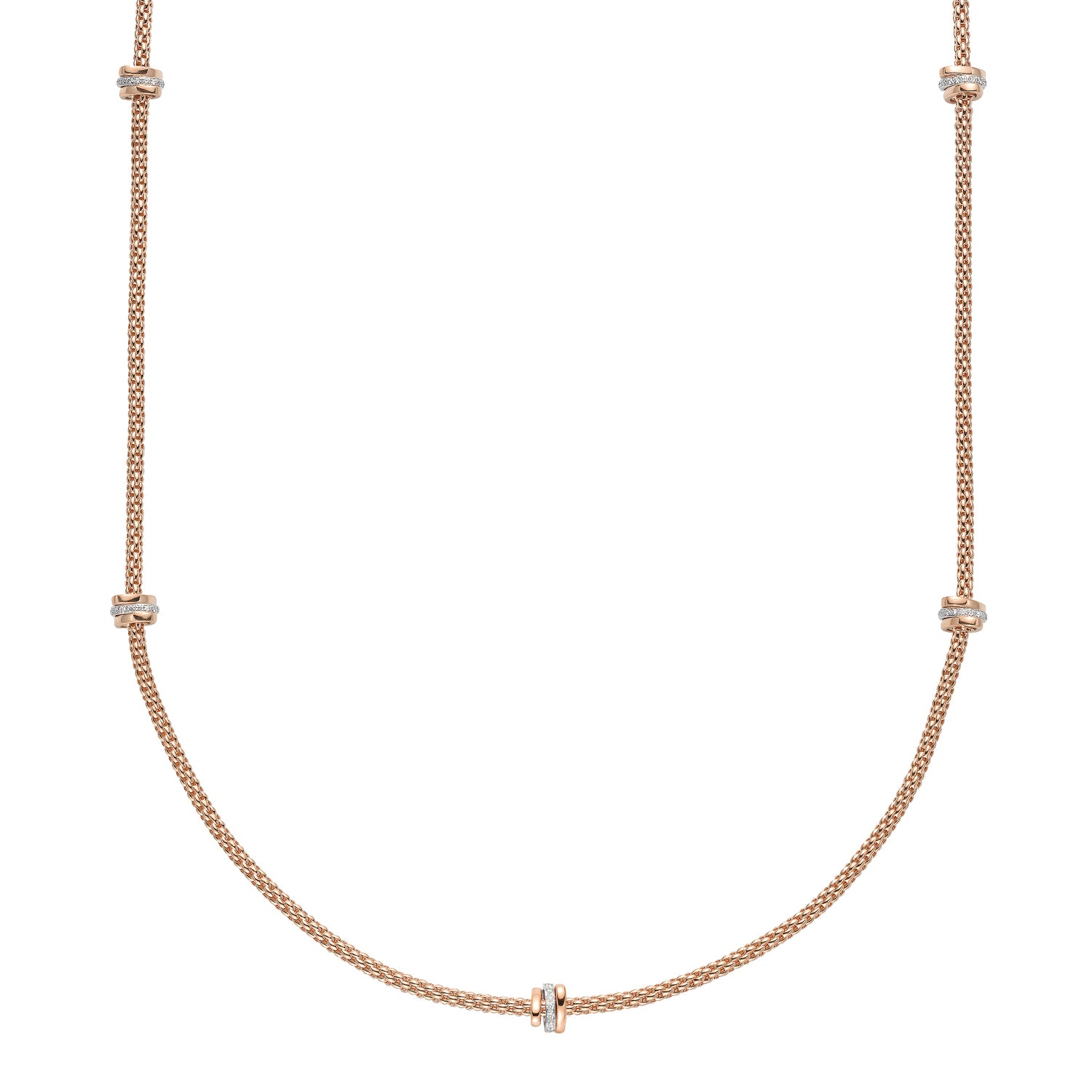 FOPE PRIMA 18K Gold Multi-Charm Flex'it Necklace with White Diamonds - 0.53 carats - Jackson Hole Jewelry Company
