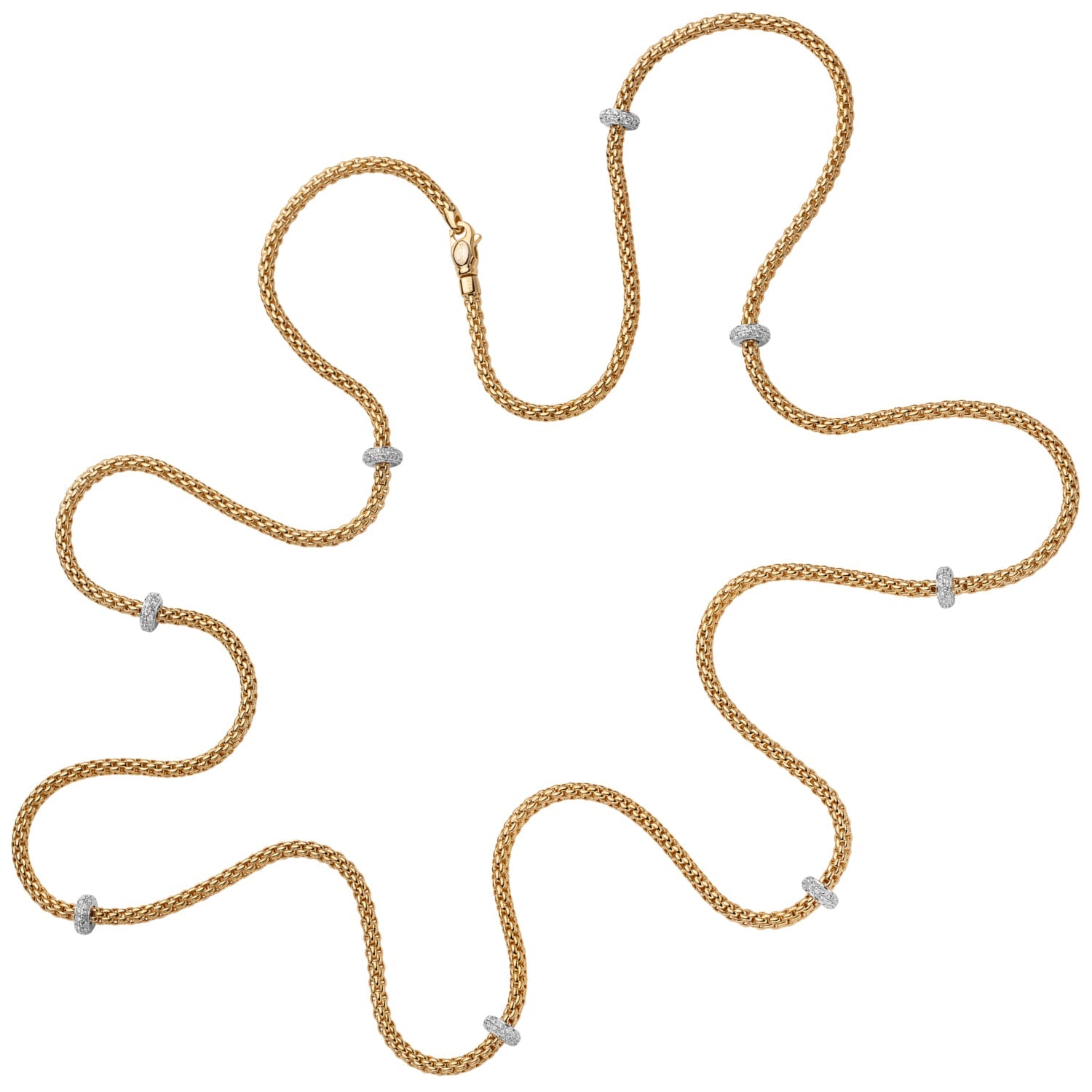 FOPE PRIMA 18K Gold Flex'it Necklace with White Diamond Rondels - 1.44 carats - Jackson Hole Jewelry Company