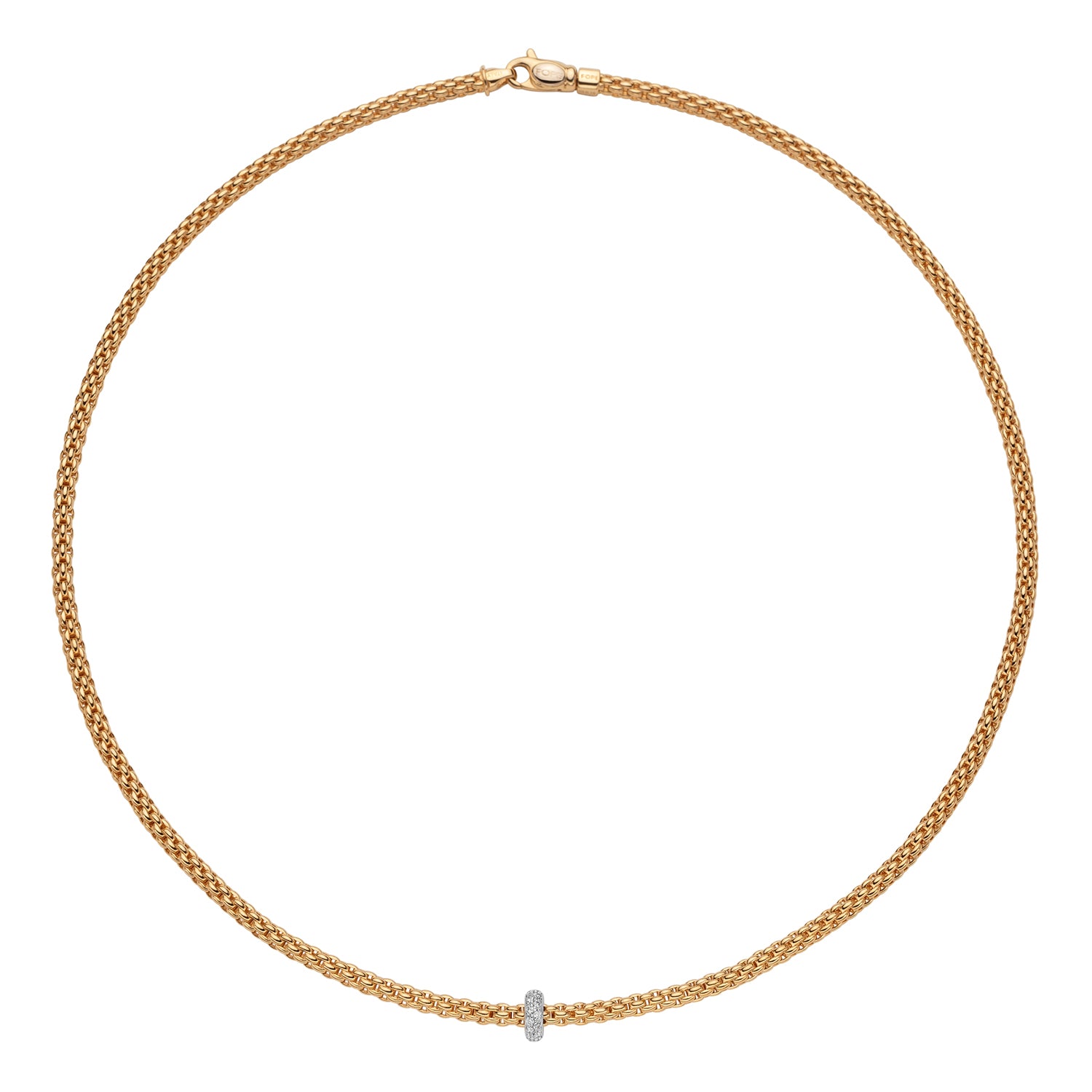 FOPE PRIMA 18K Gold Necklace with White Diamond Rondel - 0.18 carats - Jackson Hole Jewelry Company