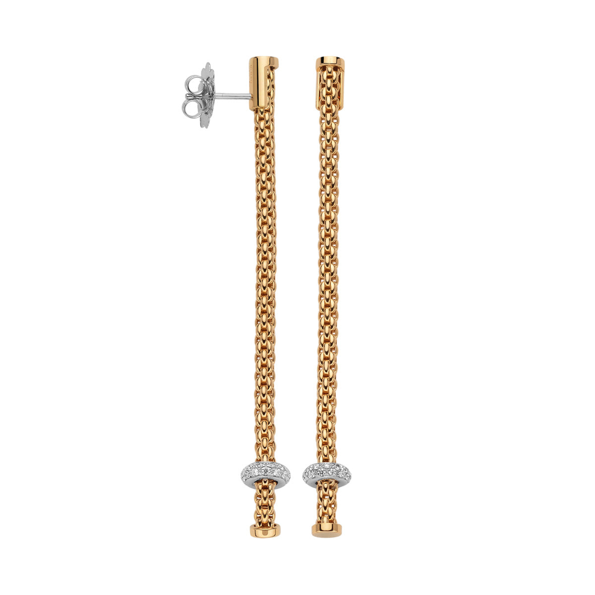 FOPE PRIMA 18K Gold Drop Earrings with White Diamond Pavé Rondel - 0.36 carats - Jackson Hole Jewelry Company