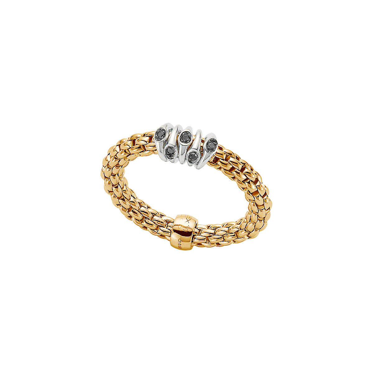 FOPE PRIMA 18K Gold Flex'it Ring with Black Diamonds - 0.09 carats - Jackson Hole Jewelry Company