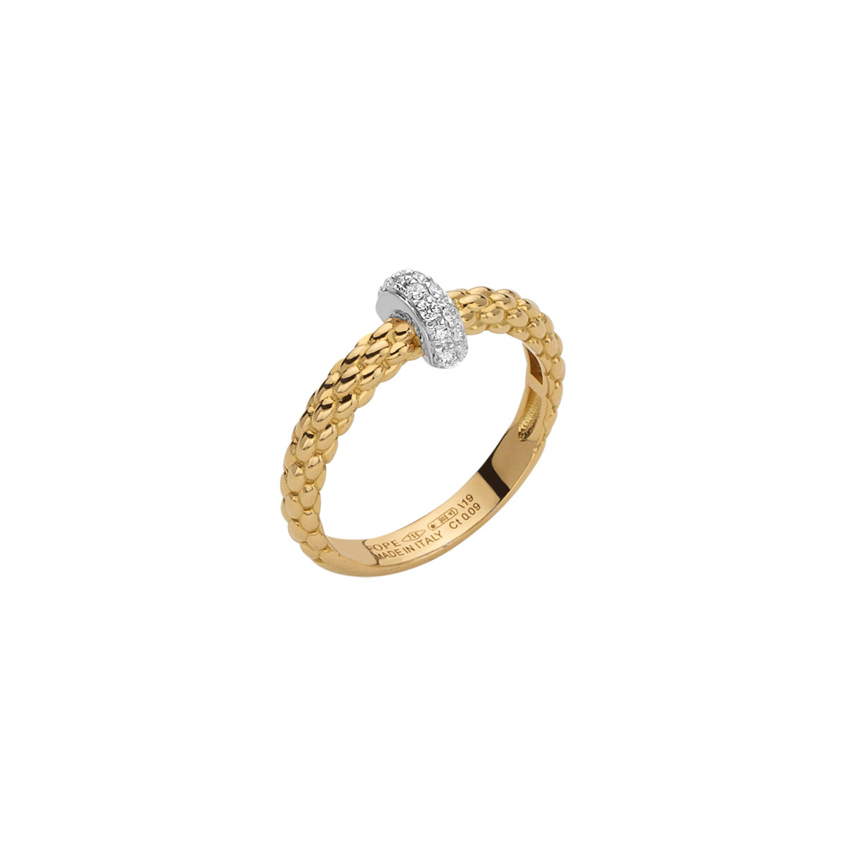 FOPE PRIMA 18K Gold Ring with White Diamond Charm - 0.09 carats - Jackson Hole Jewelry Company