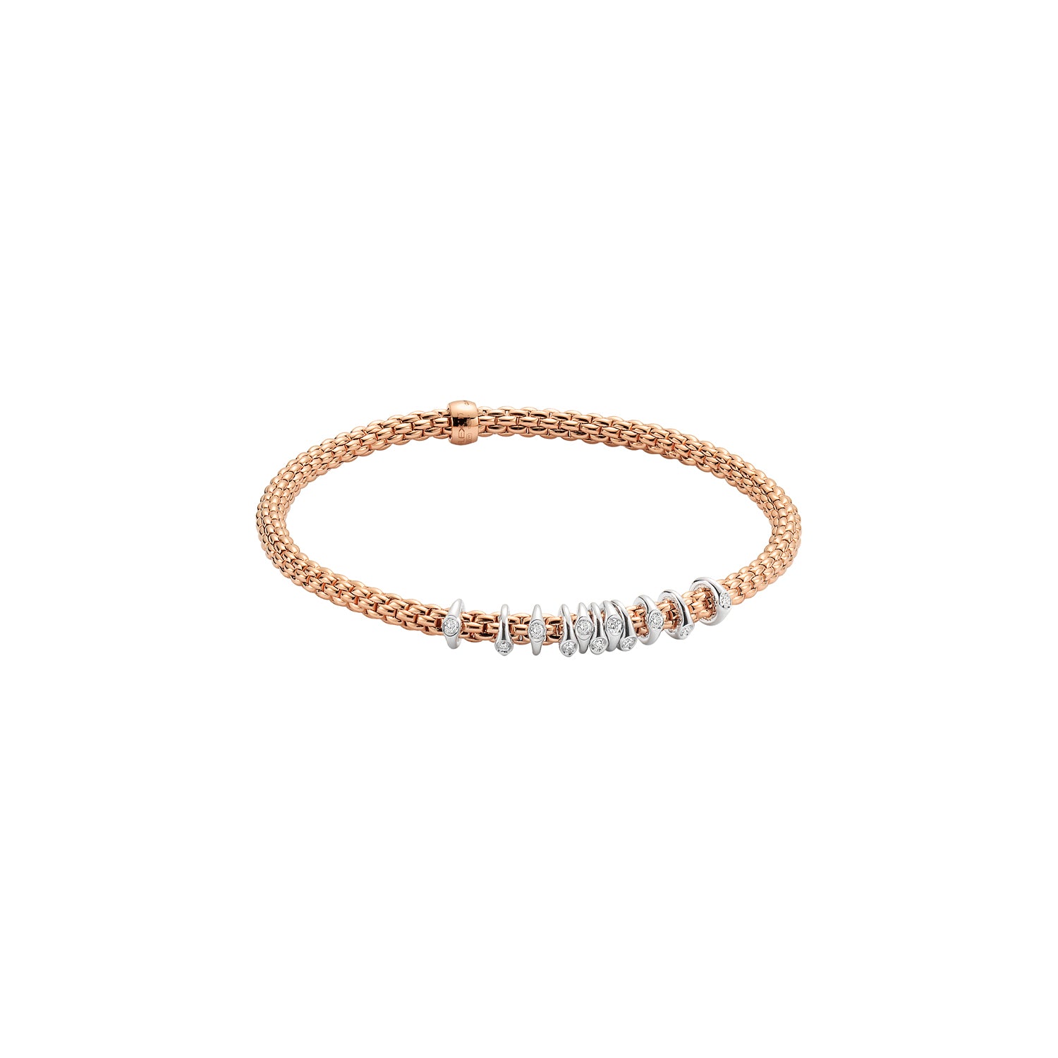 FOPE PRIMA 18K Gold Multi-Charm Flex'it Bracelet with White Diamonds - 0.15 carats - Jackson Hole Jewelry Company