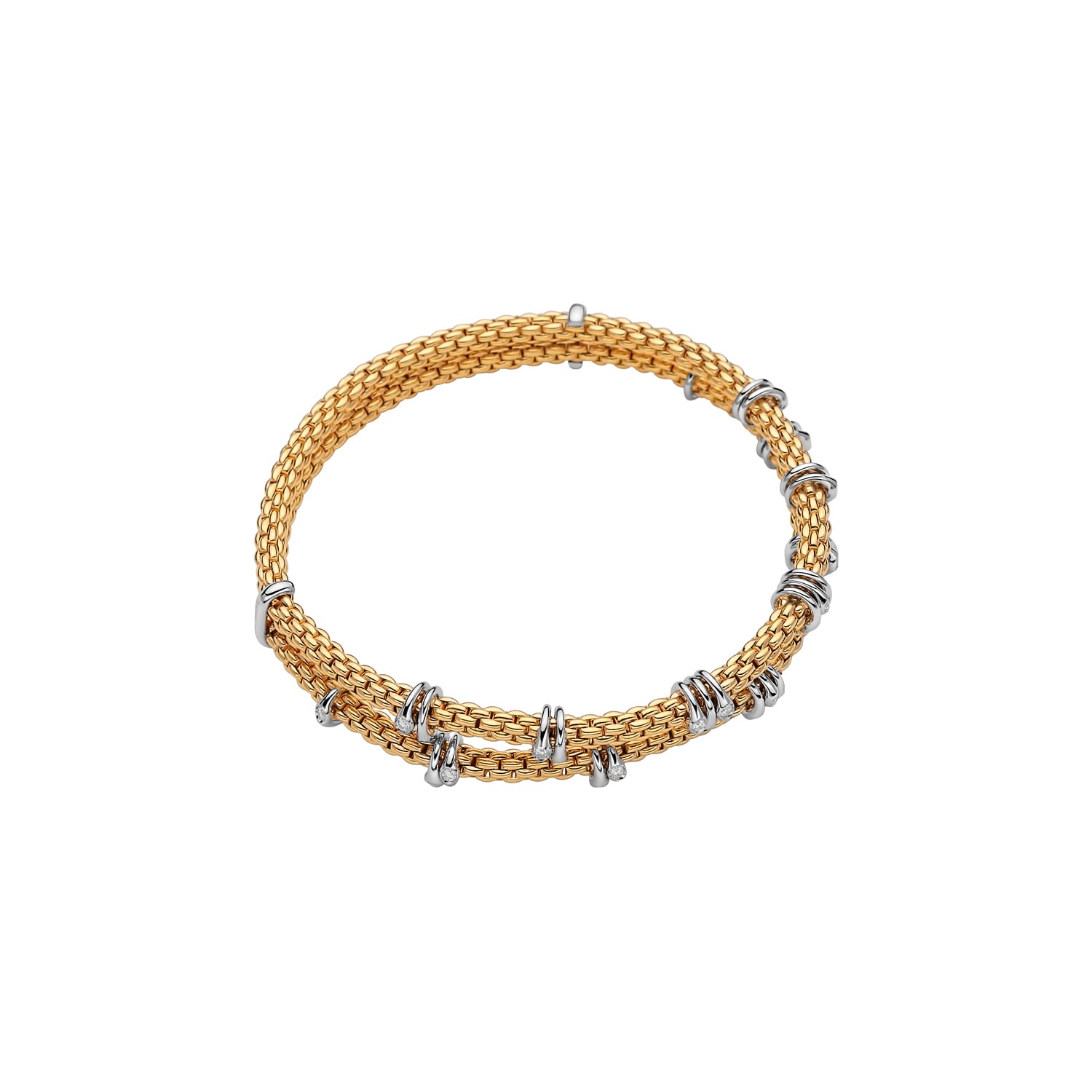 FOPE PRIMA 18K Gold Multi-Charm Flex'it Bracelet with White Diamonds - 0.37 carats - Jackson Hole Jewelry Company
