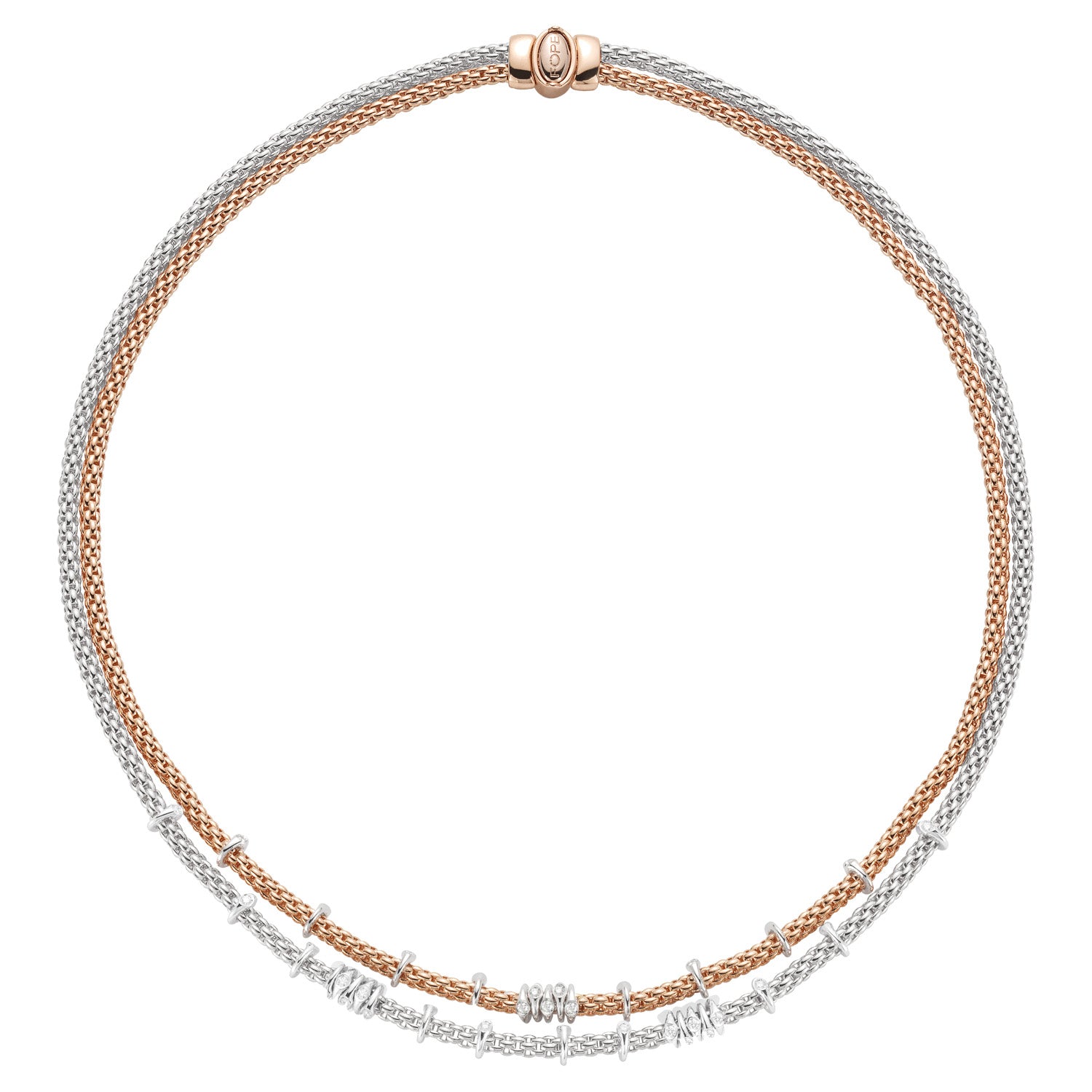 FOPE PRIMA 18K Gold Rope Necklace with White Diamonds - 0.45 carats - Jackson Hole Jewelry Company