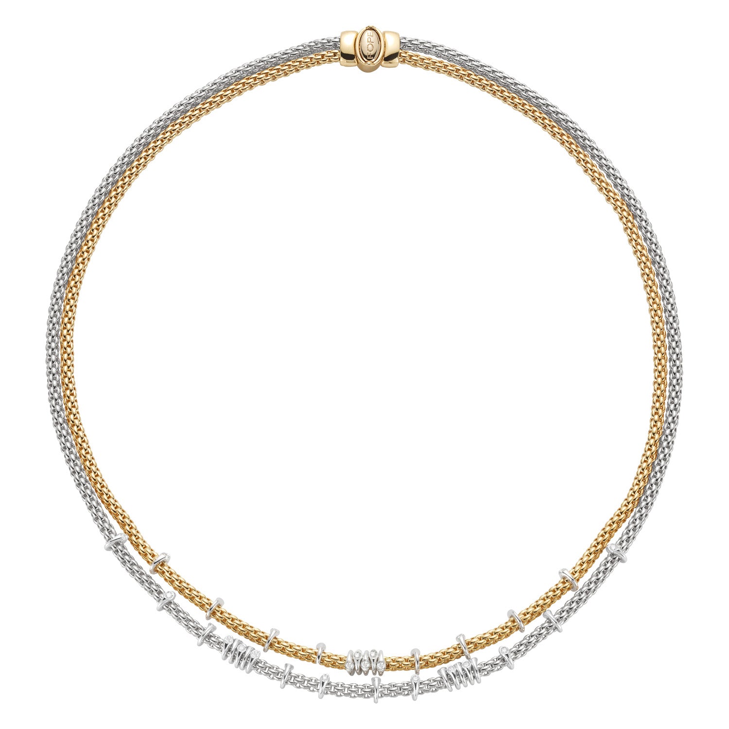FOPE PRIMA 18K Gold Rope Necklace with White Diamonds - 0.45 carats - Jackson Hole Jewelry Company