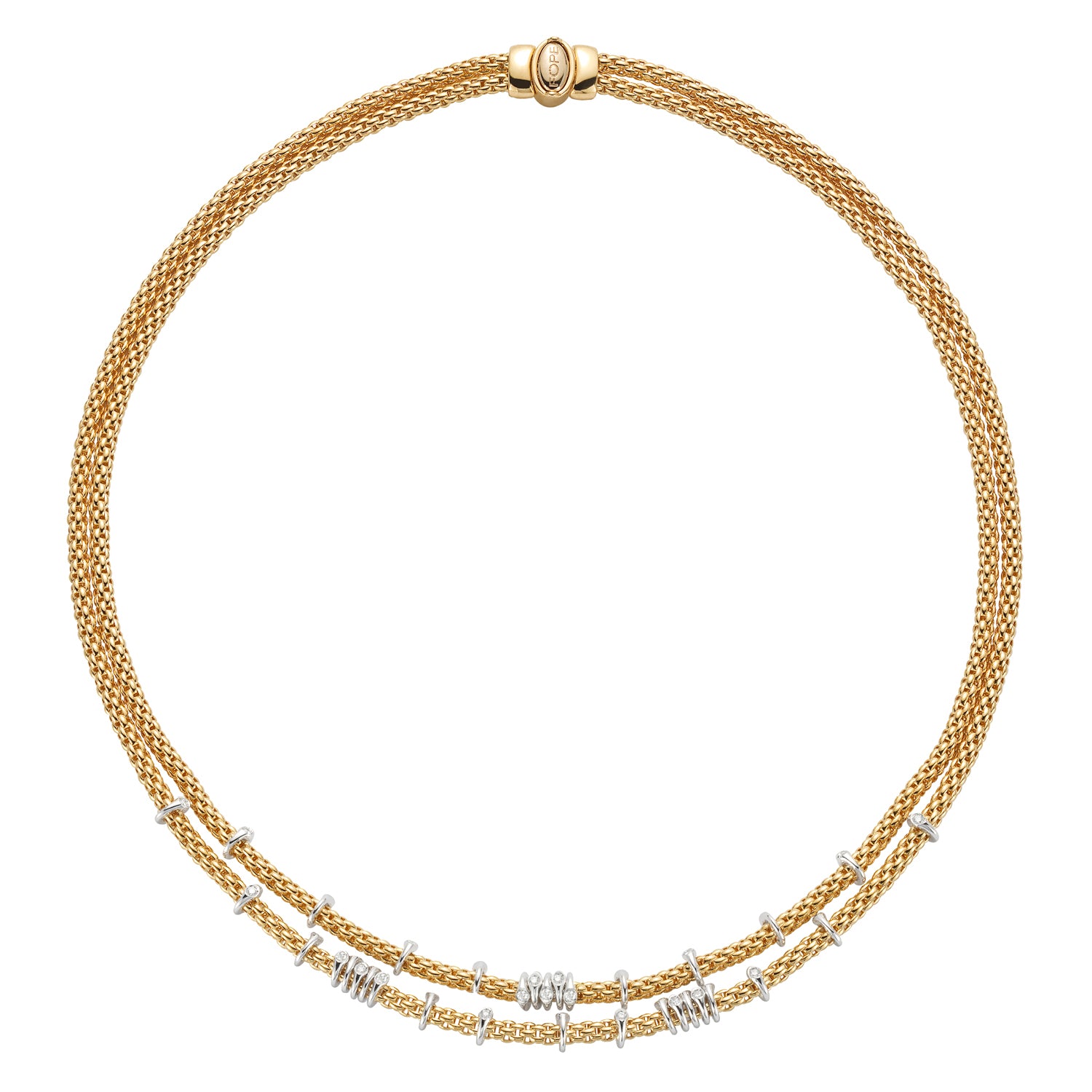 FOPE PRIMA 18K Gold Rope Necklace with White Diamonds - 0.45 carats - Jackson Hole Jewelry Company
