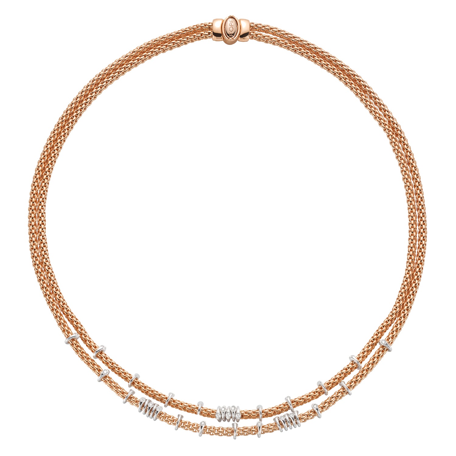 FOPE PRIMA 18K Gold Rope Necklace with White Diamonds - 0.45 carats - Jackson Hole Jewelry Company